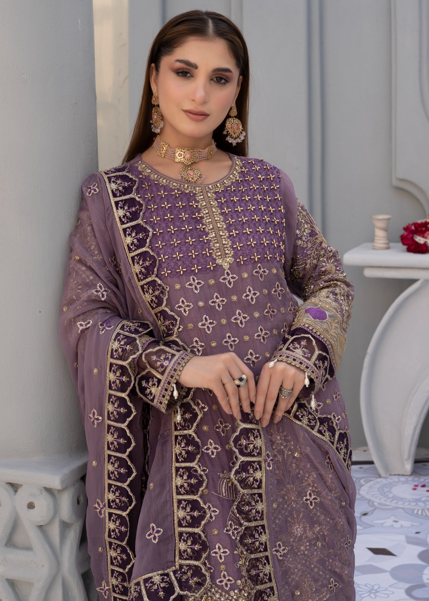 chiffon Sharara in Mulberry