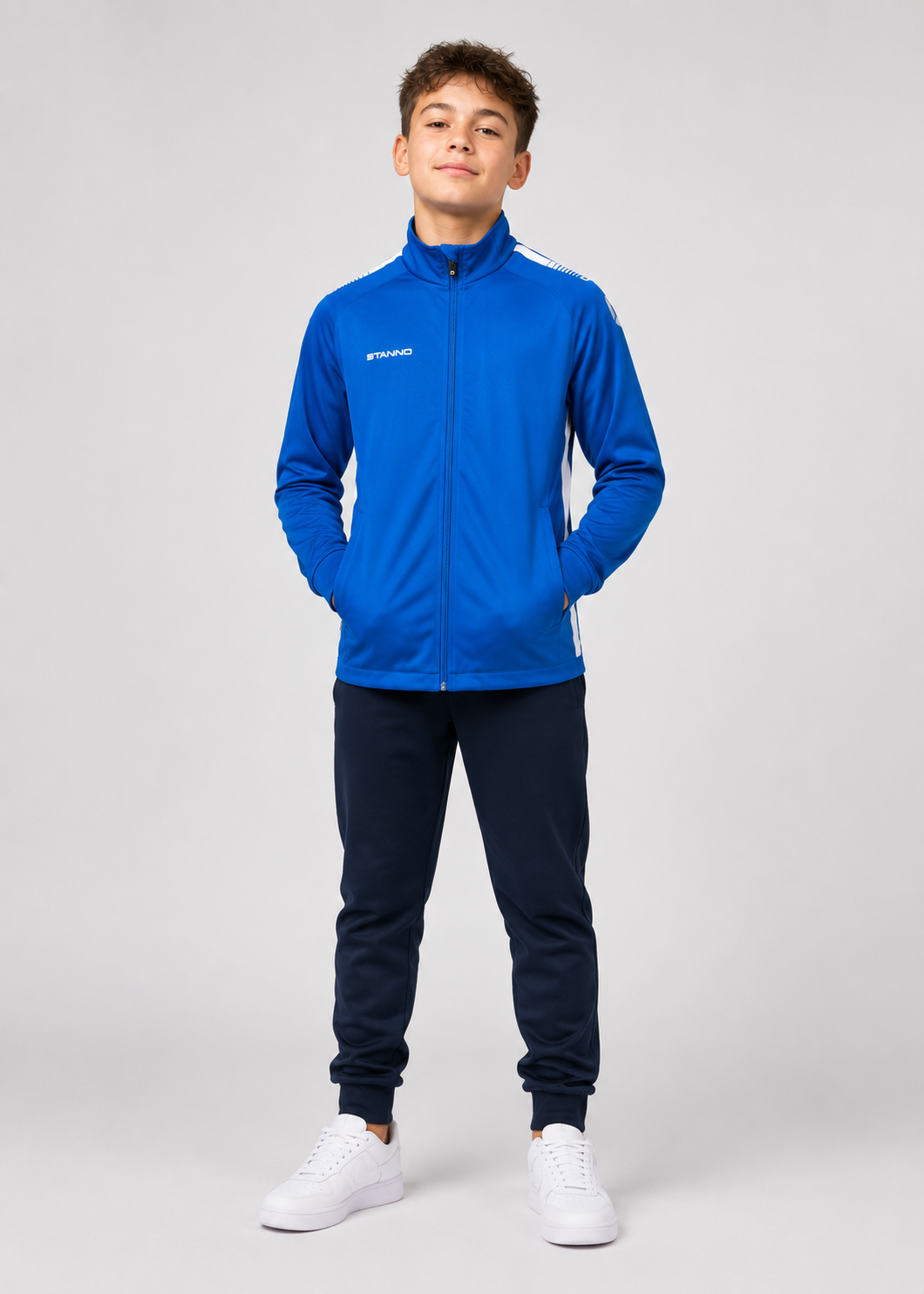 polyester Jacket in White, blue