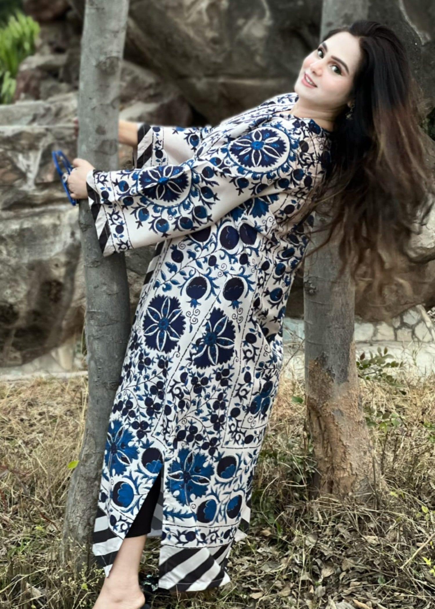 grip Kaftan in Royal blue