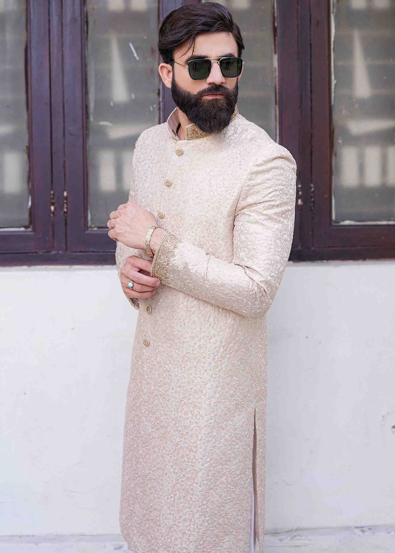 masuri Sherwani in Pastel pink