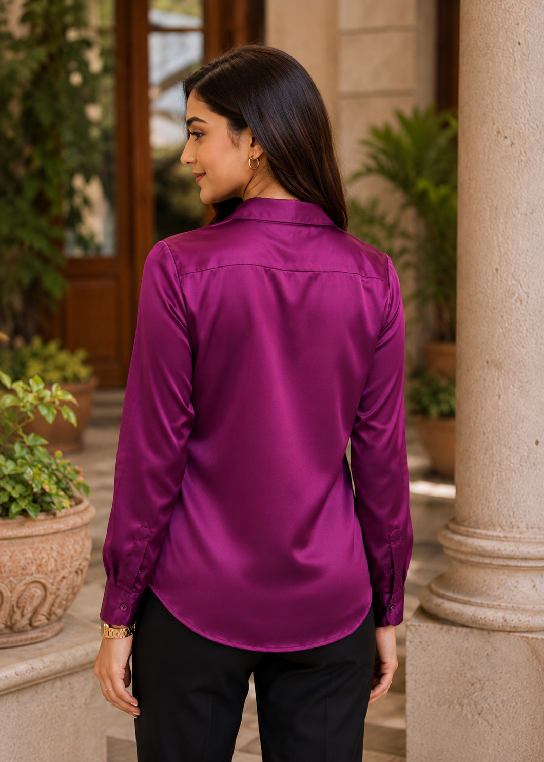 silk Top in Plum purple