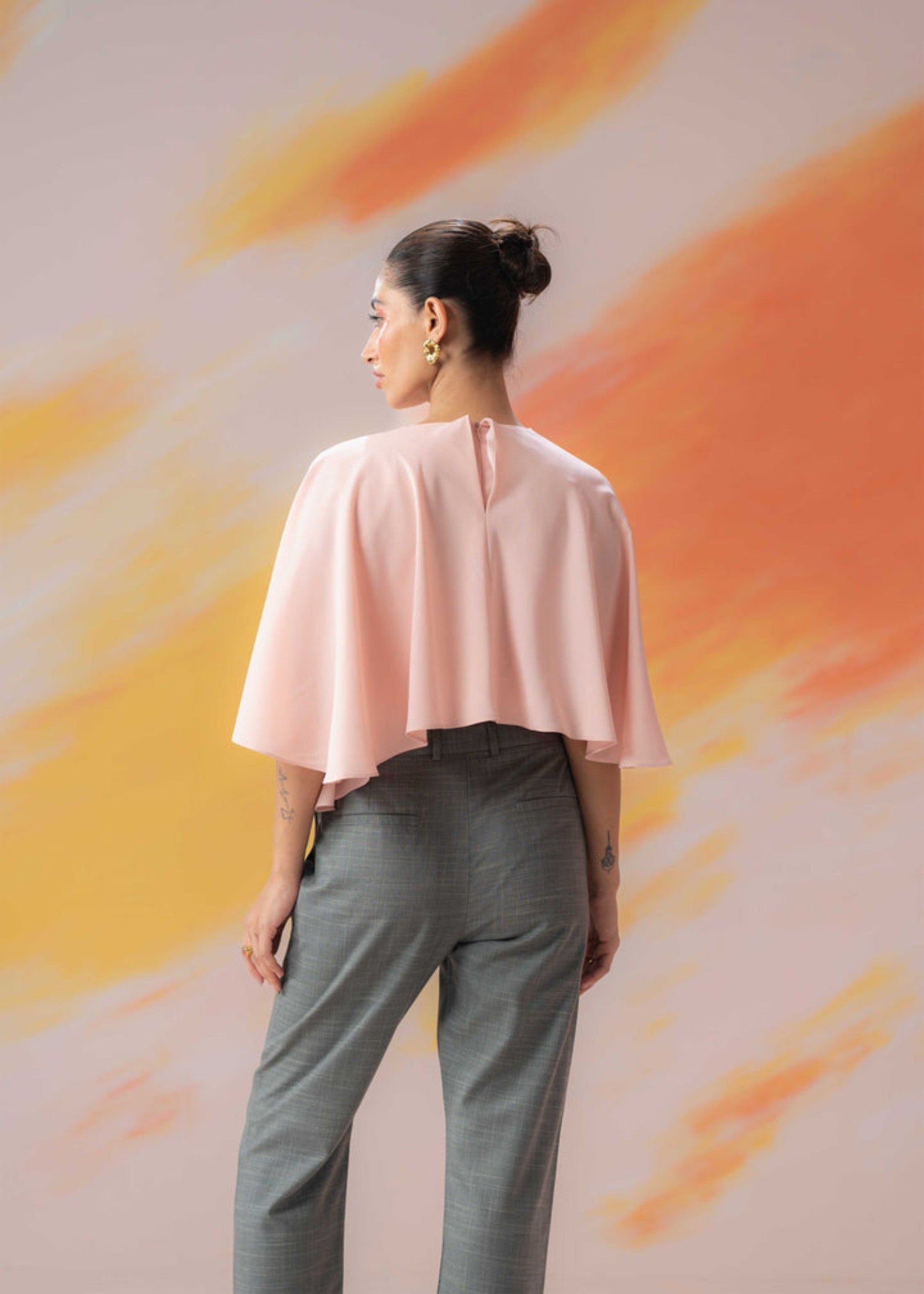 crepe Top in Salmon pink