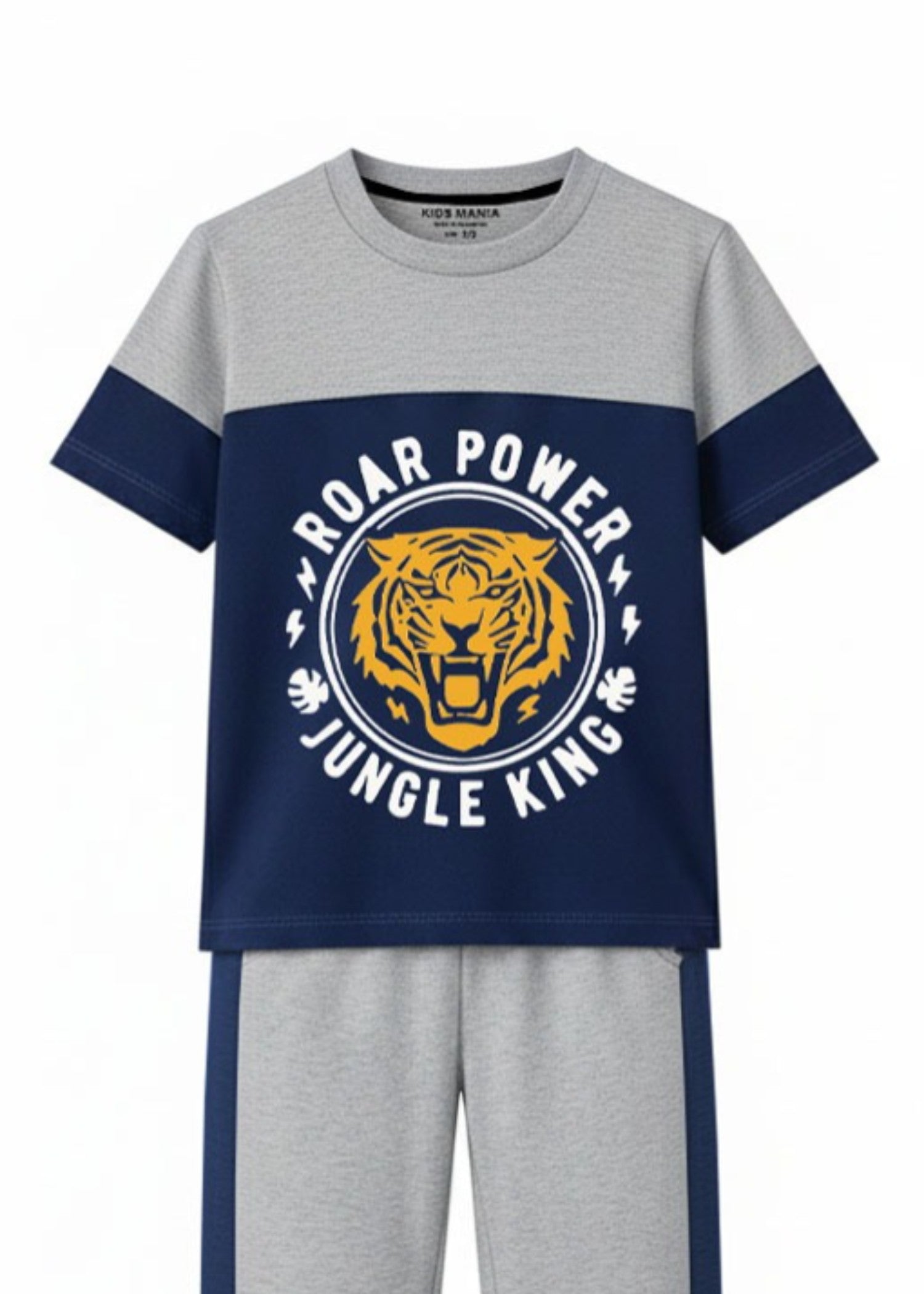 cotton Tracksuit in Royal blue, grey