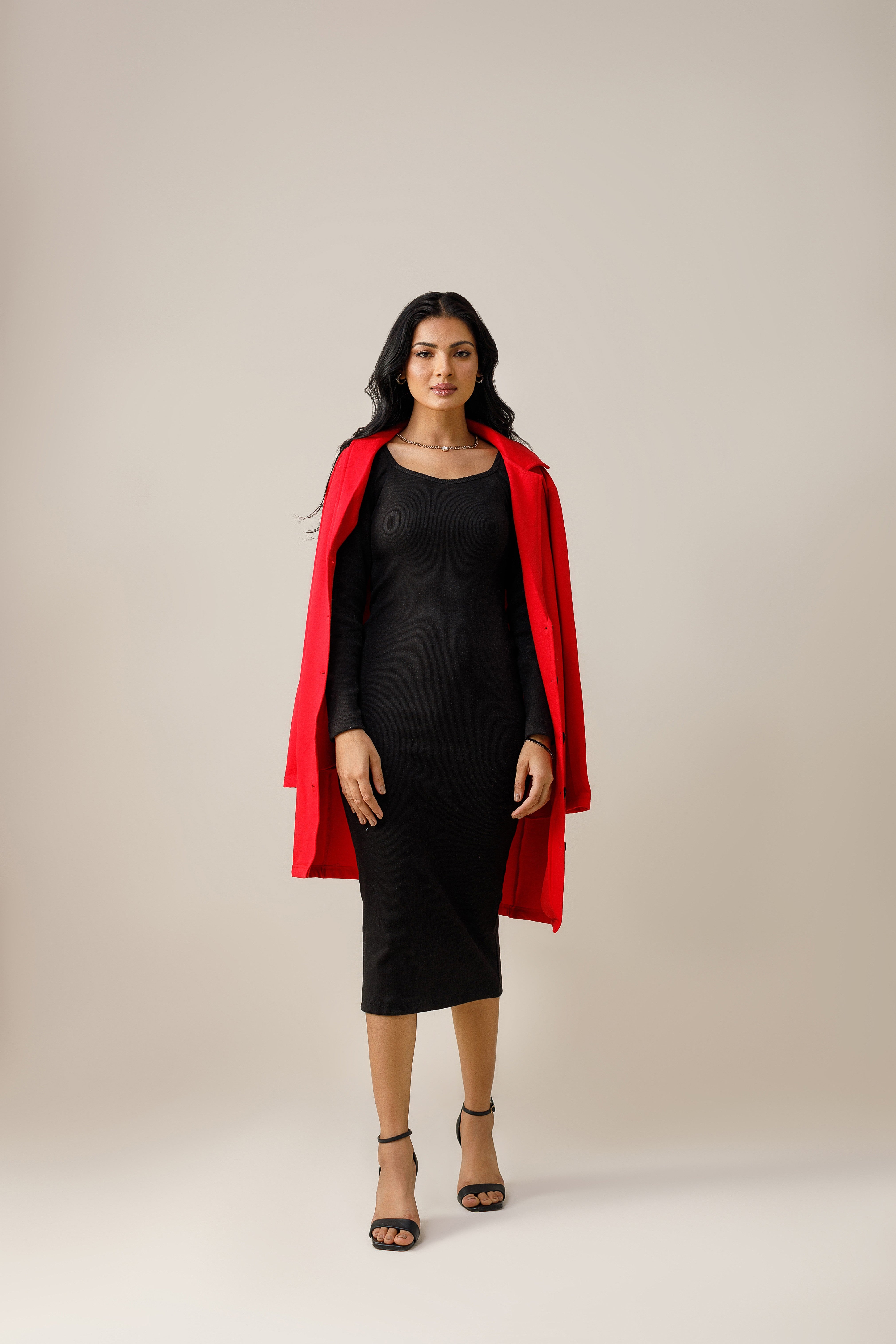 fleece Coat in Fire red