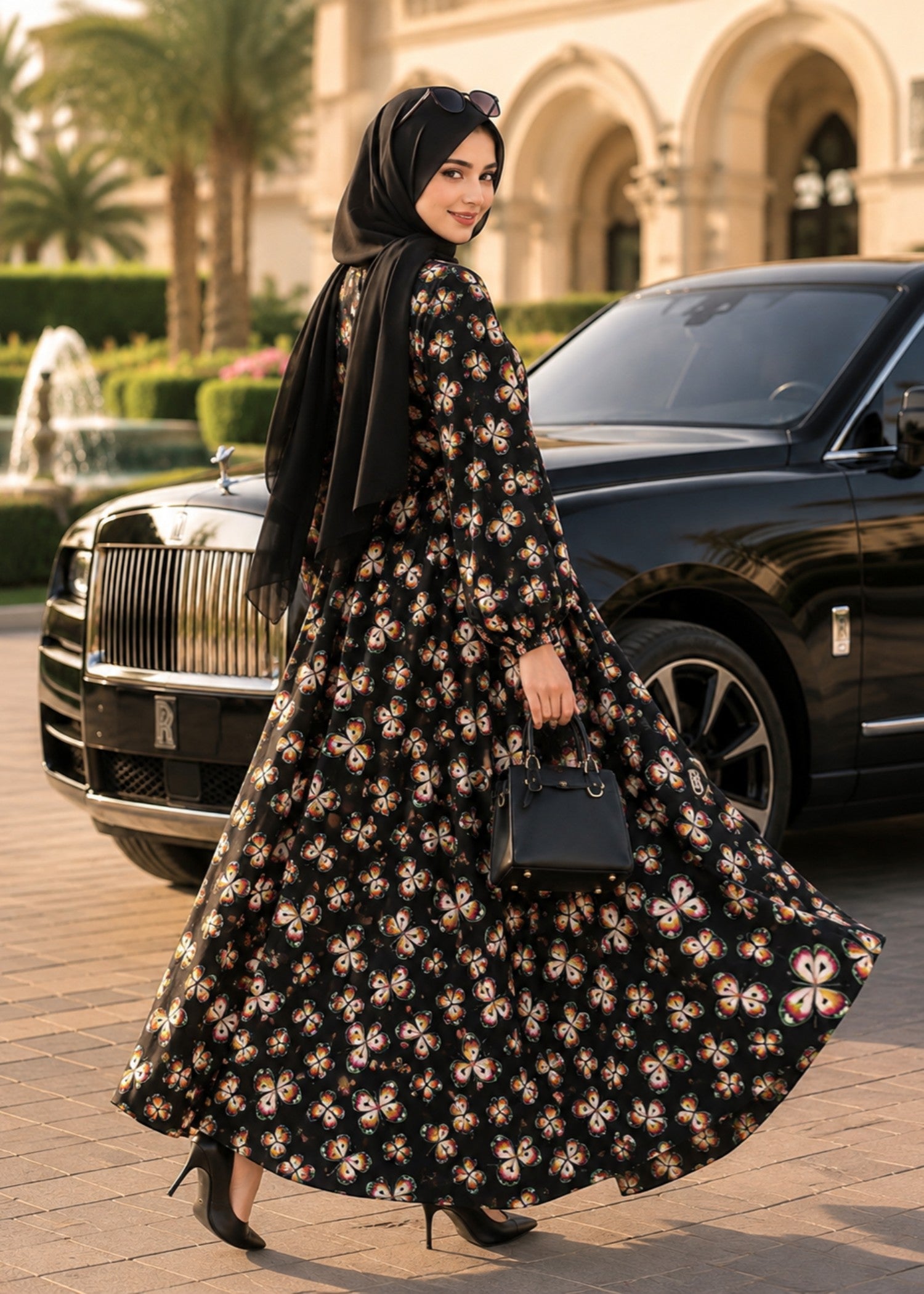 georgette Abaya in Black