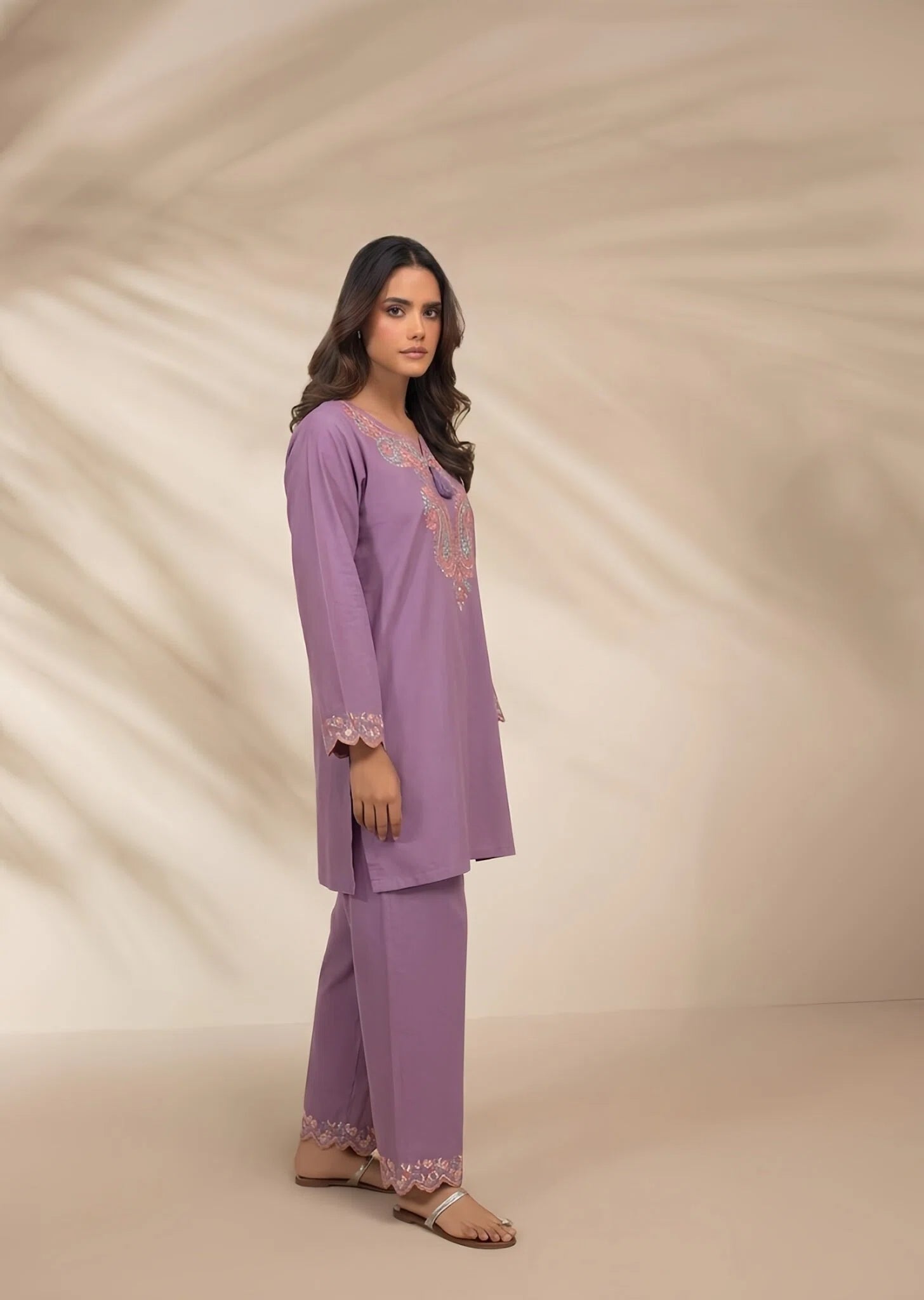 linen Kurta Set in Heliotrope