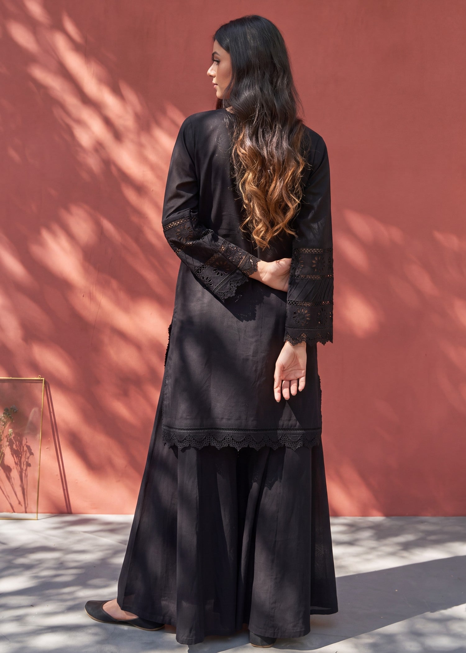 lawn Sharara in Black