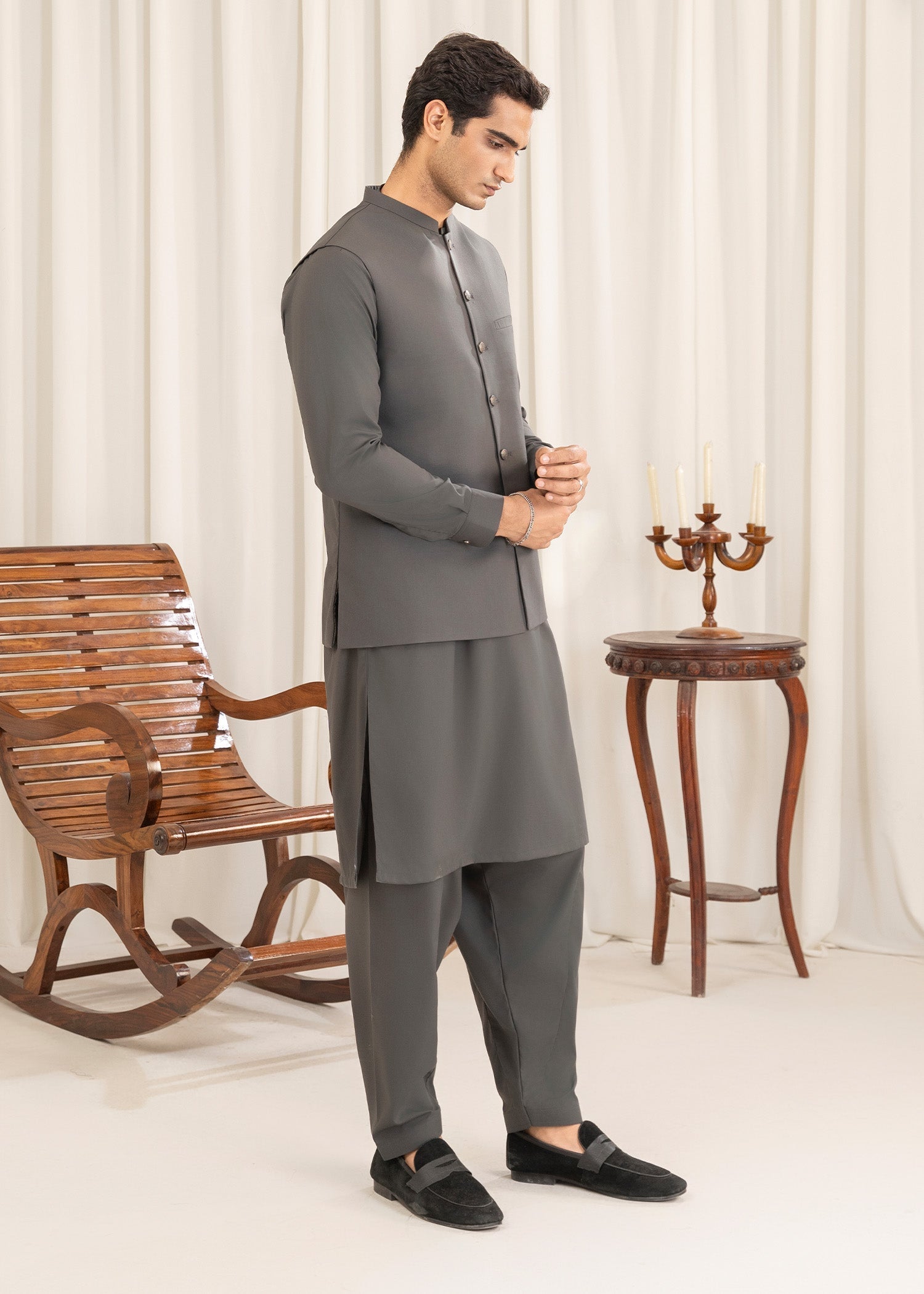 wash & wear Waistcoat in Grey by Buraq
