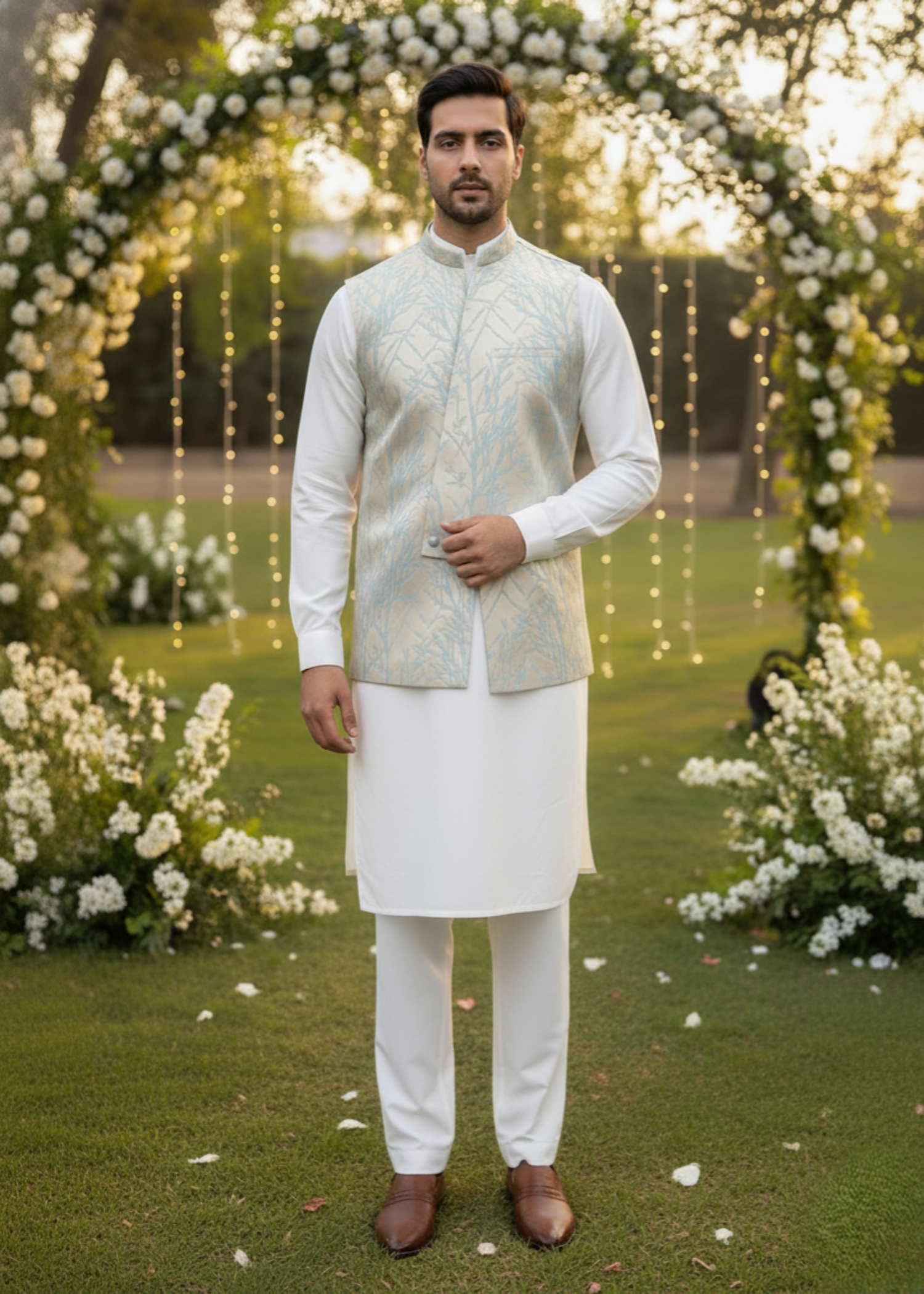 suiting Waistcoat in Ice blue by The Great Masters (TGM)