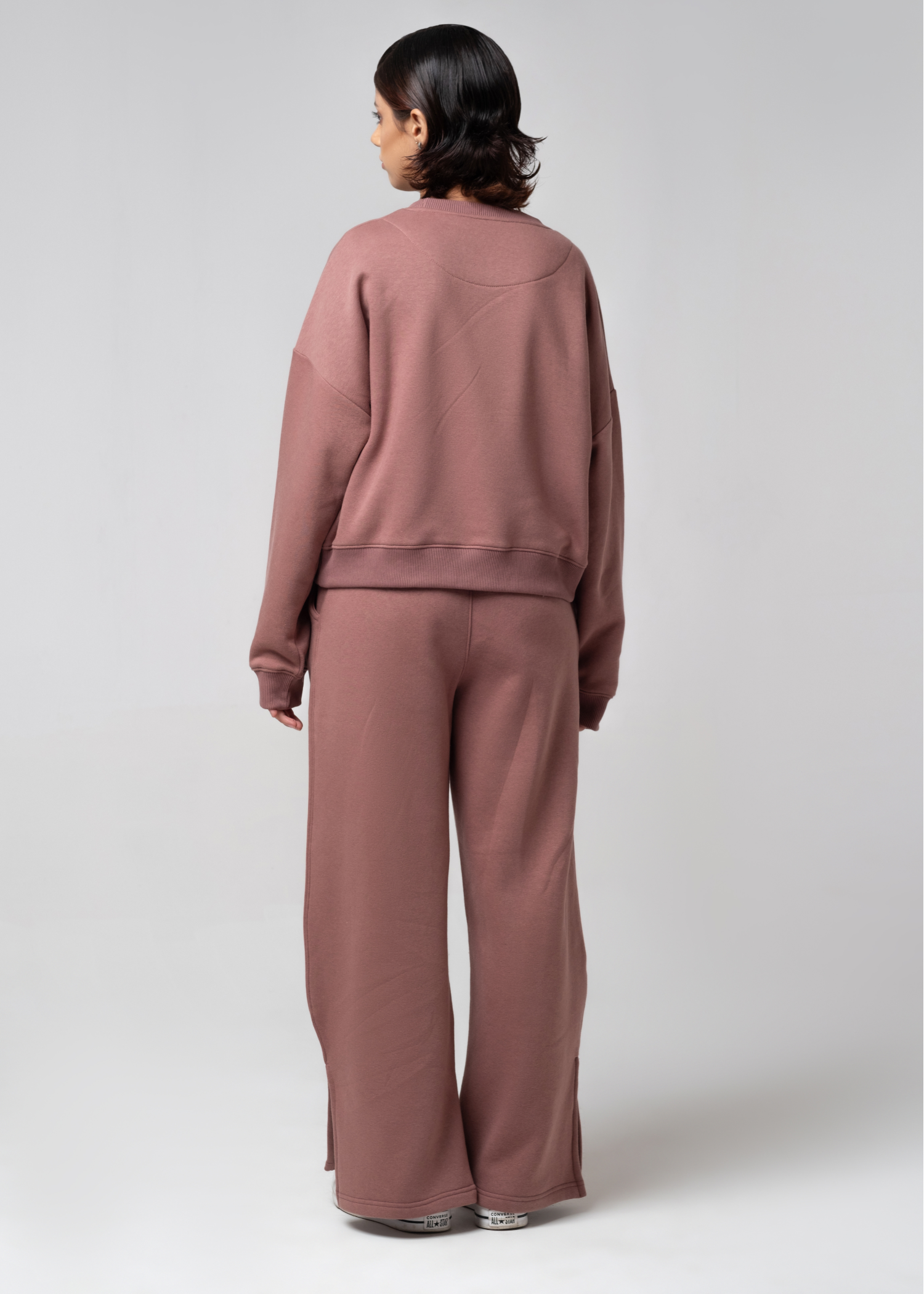 fleece Co Ord Sets in Purple taupe