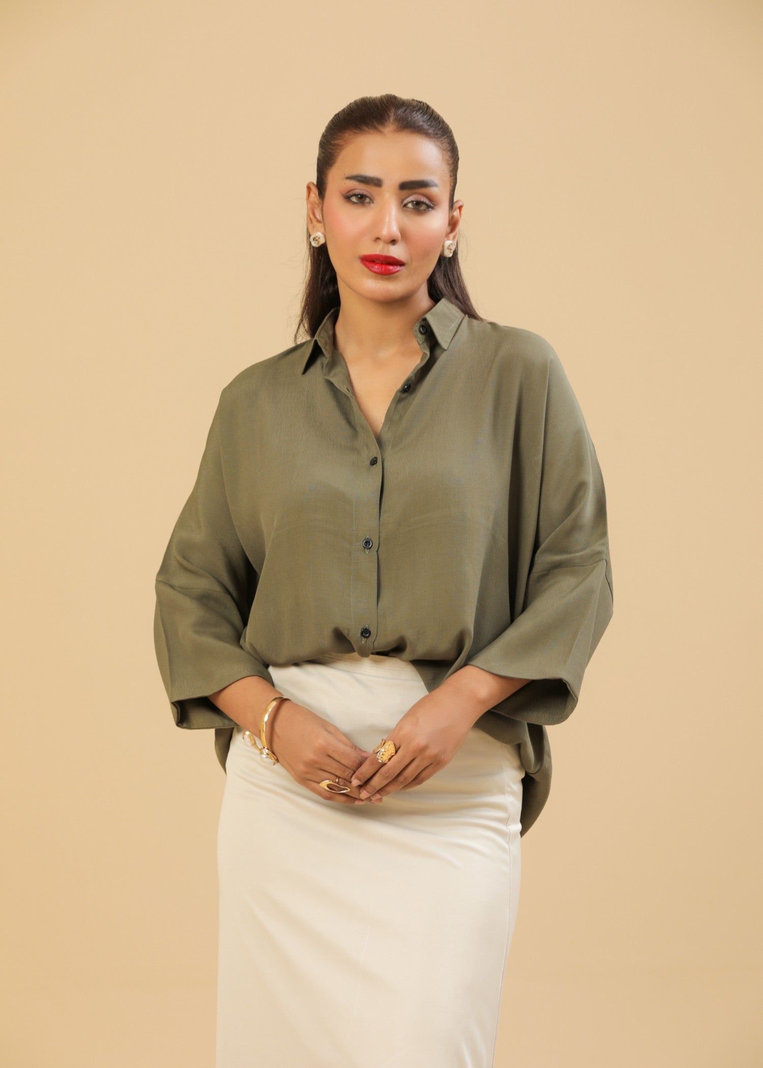 interlock knit Skirt in Beige