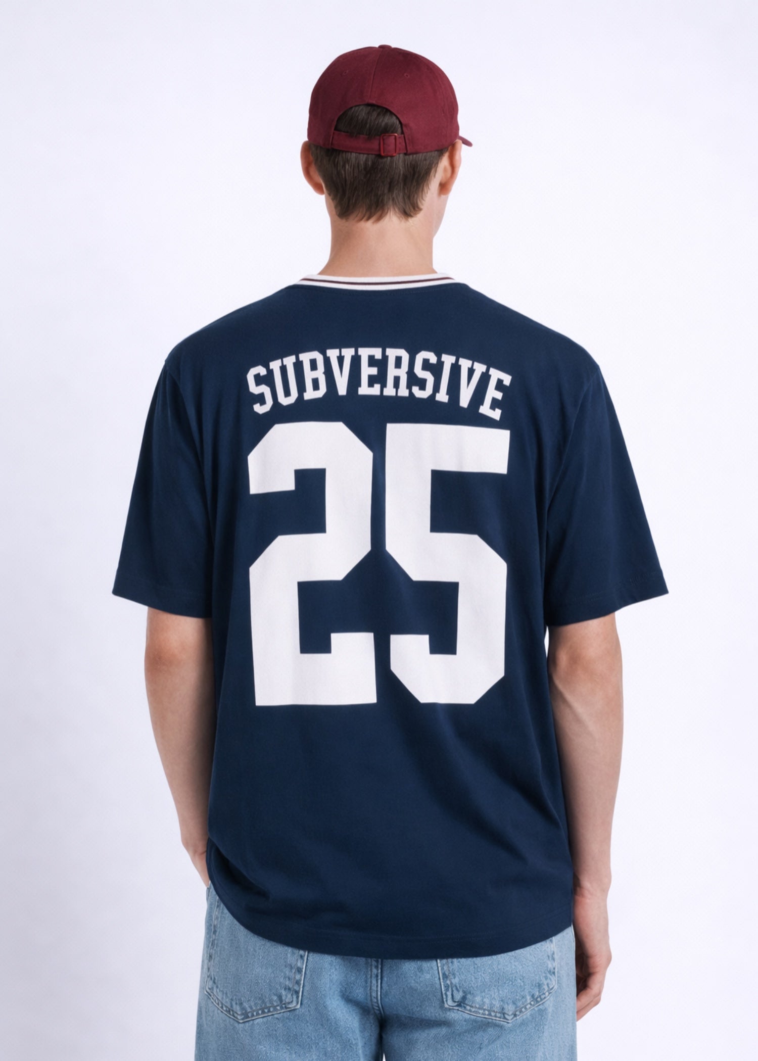 cotton jersey T Shirt in Navy blue