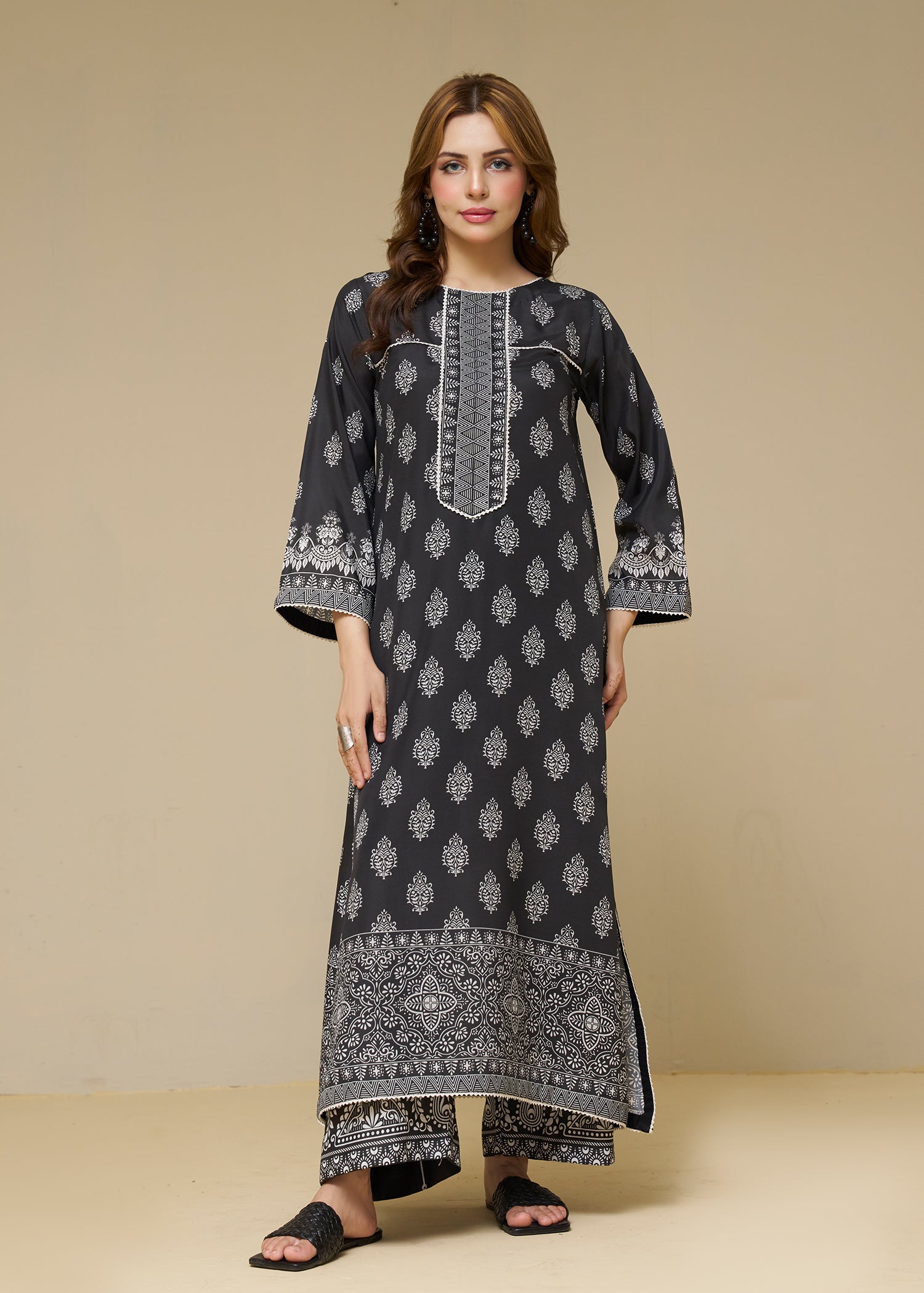poly lawn Co Ord Sets in Black, white