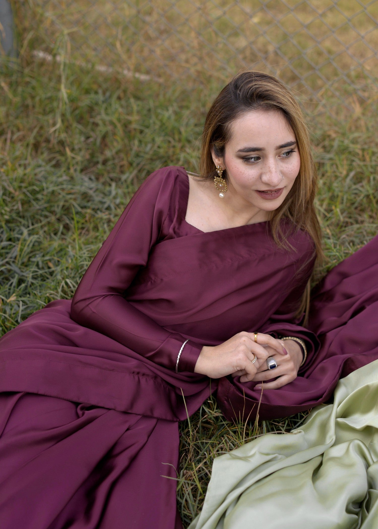 silk Saree in Burgundy
