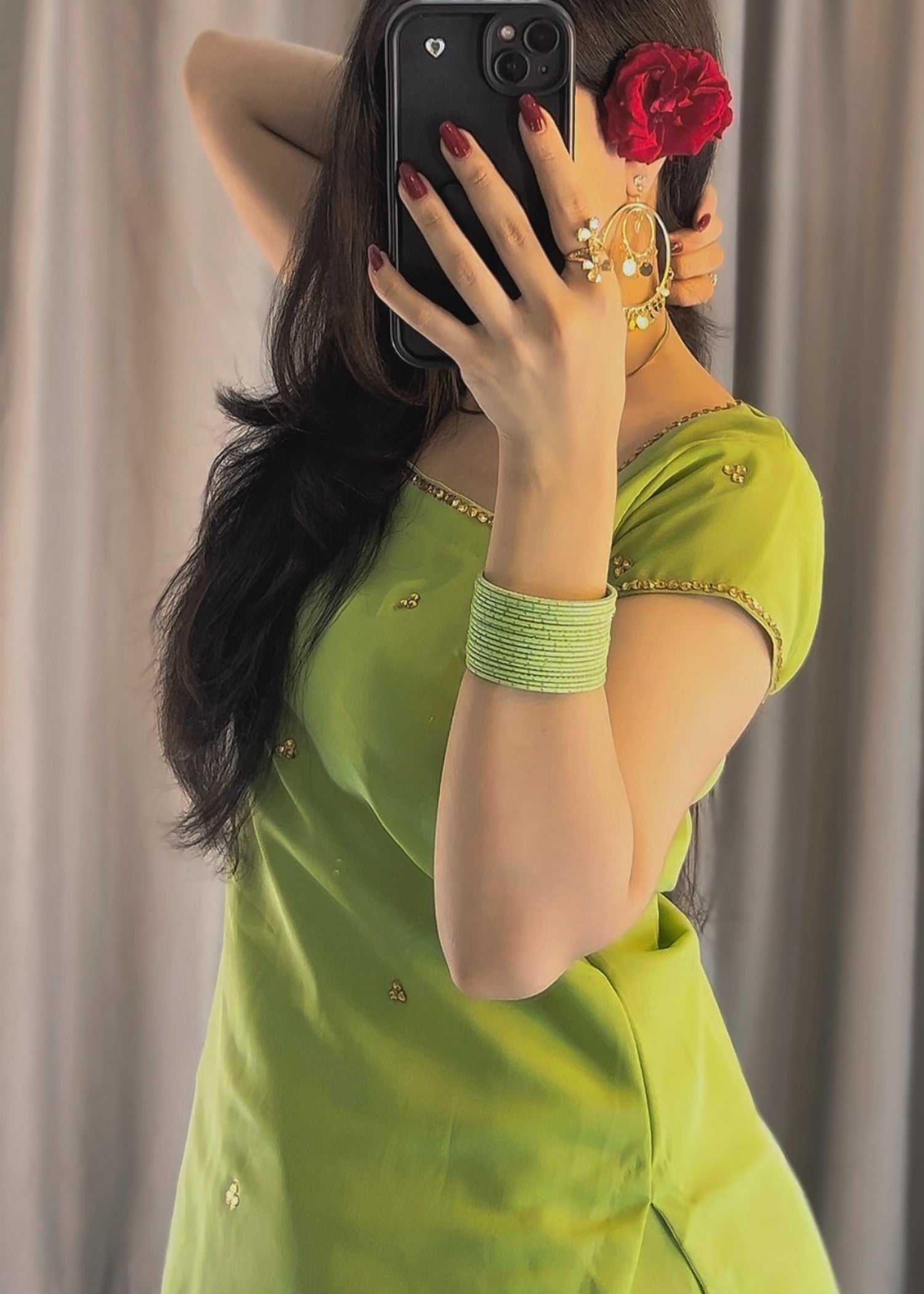 lawn Sharara in Herb green