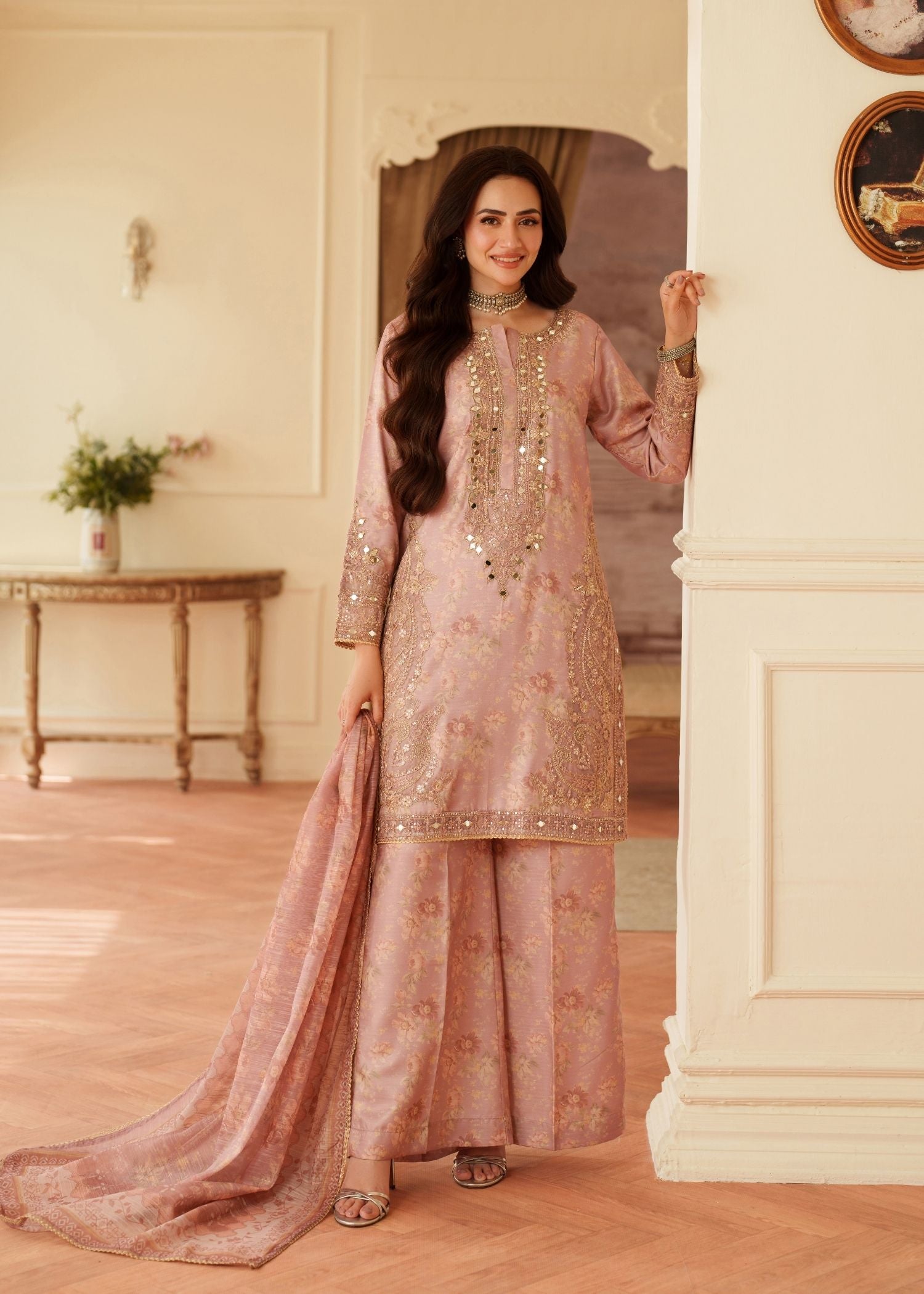 viscose Kurta Set in Baby pink