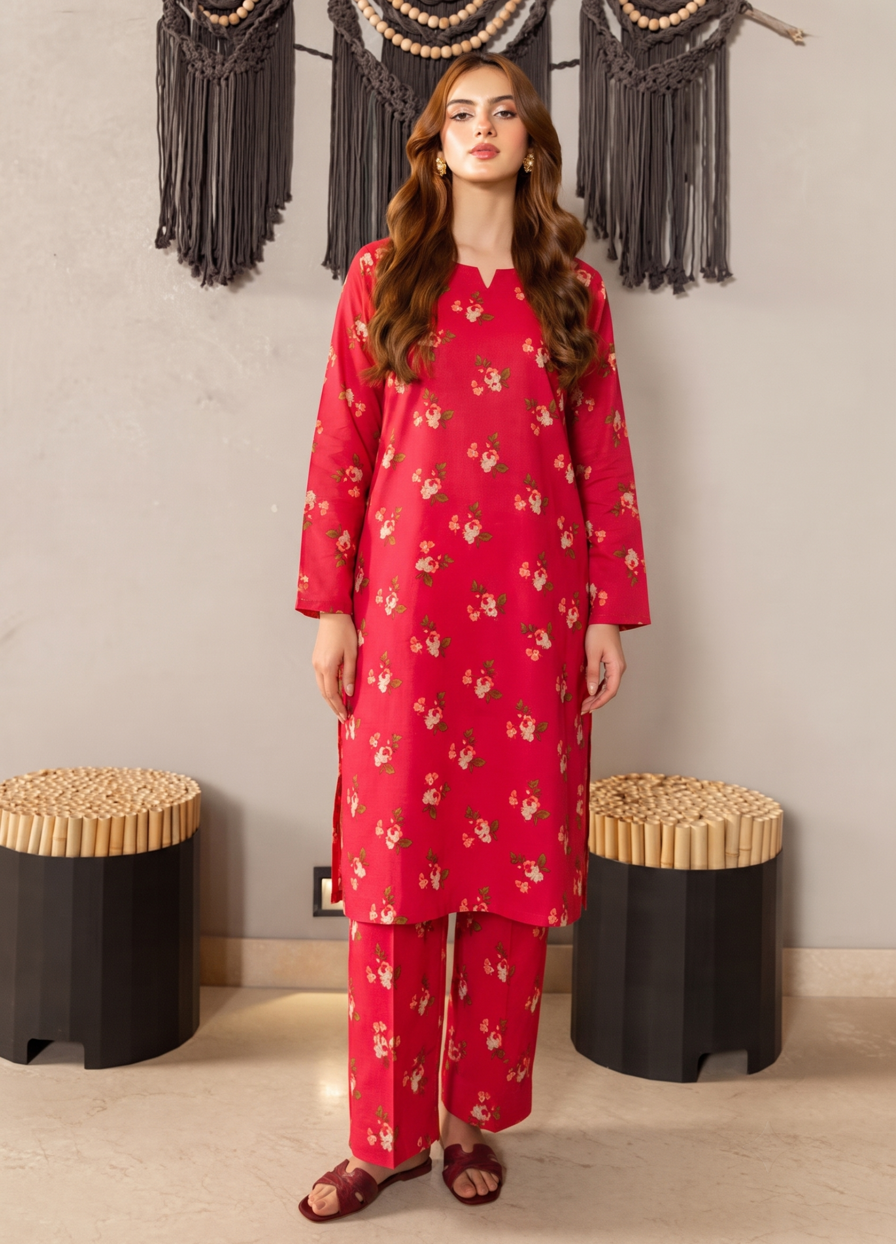 poly grip silk Co Ord Sets in Red