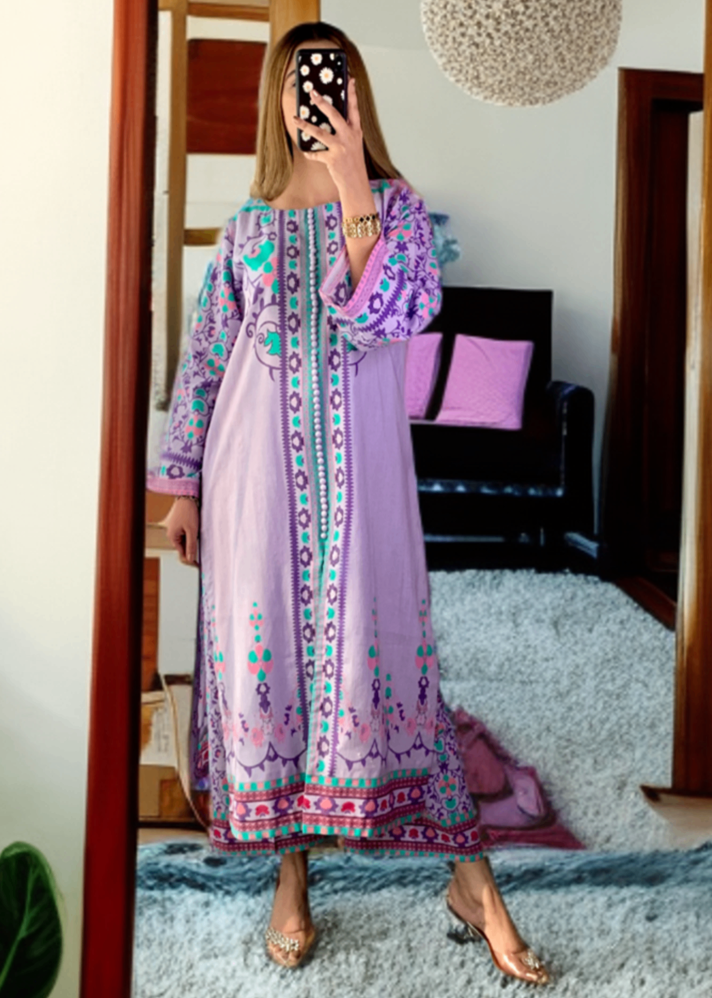 khaddar Kurta Set in Lilac