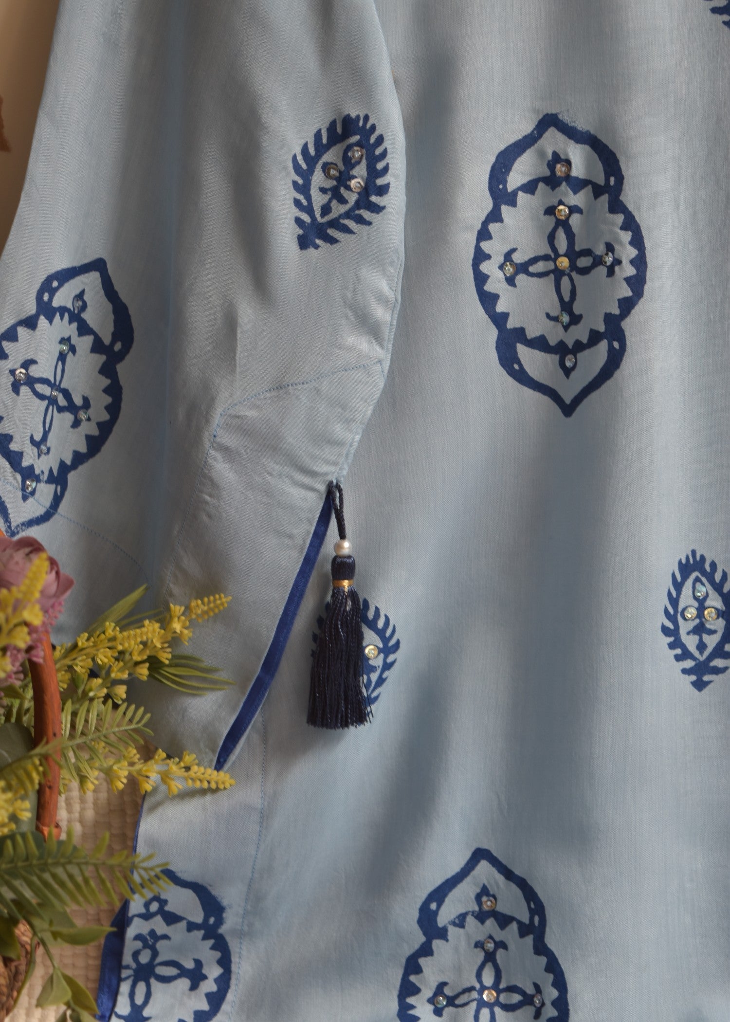 viscose Kurta Set in Powder blue