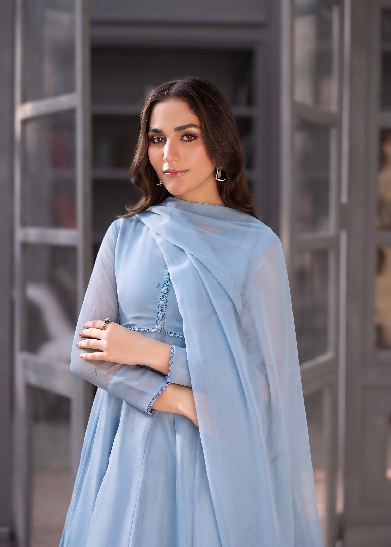 chiffon Maxi in Light blue