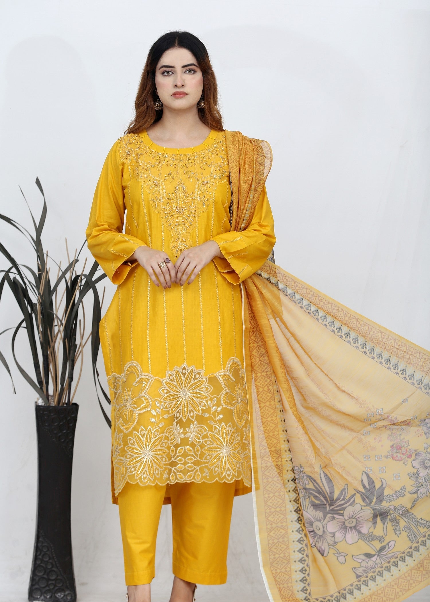 cotton Kurta Set in Mustard