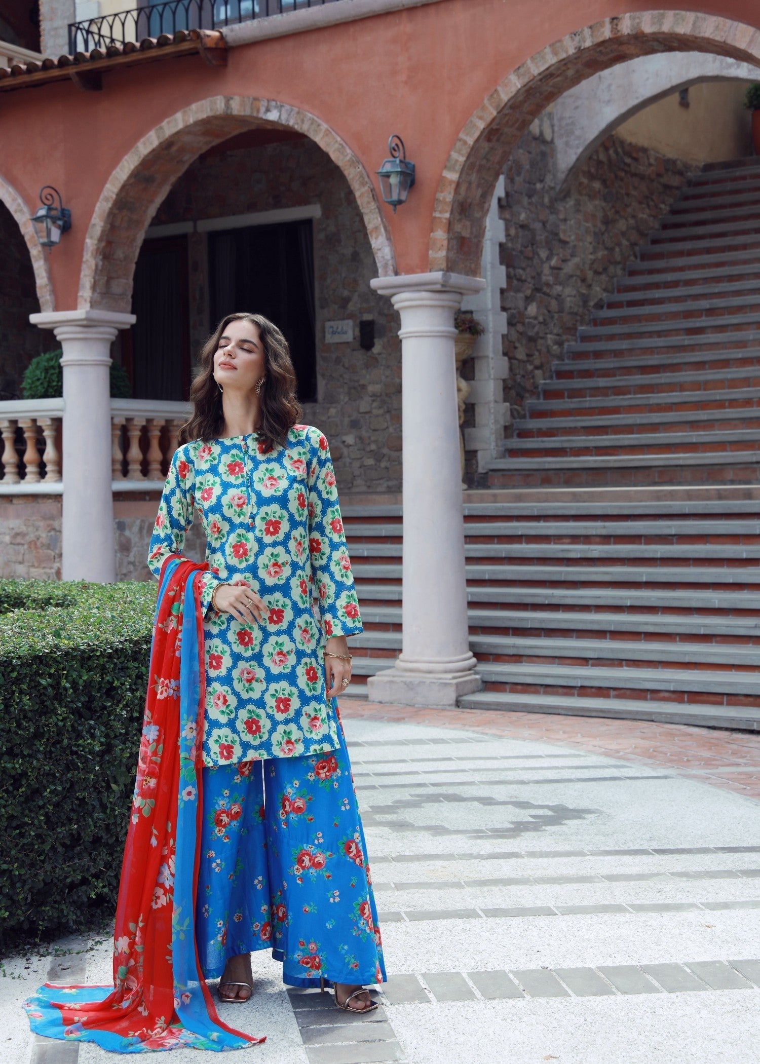 lawn Sharara in Blue