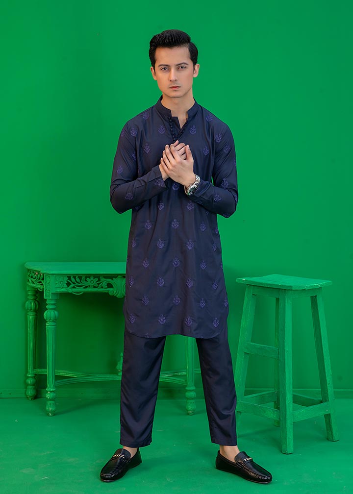 wash & wear Kurta Set in Dark blue