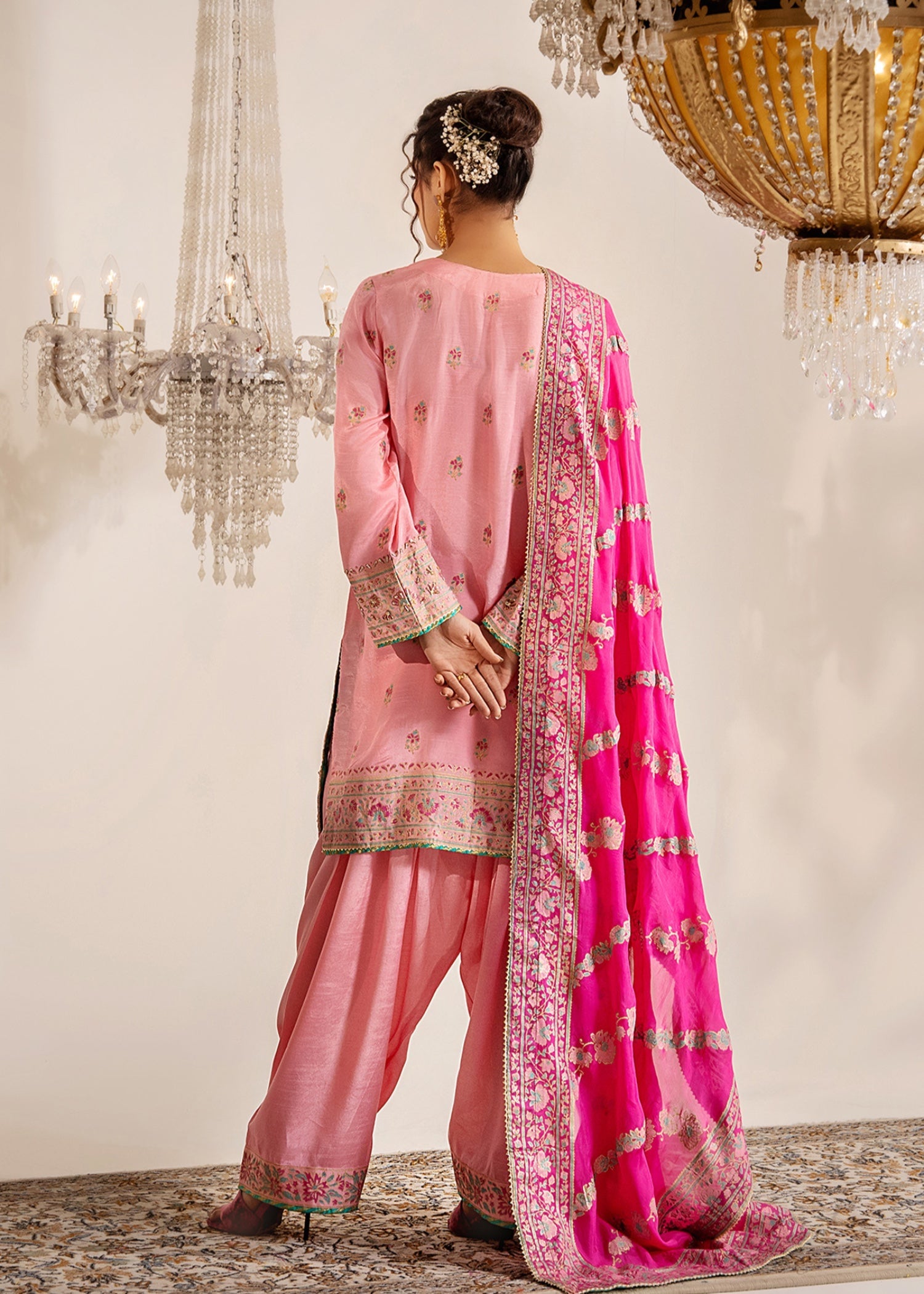 raw silk Unstitched in Blush pink