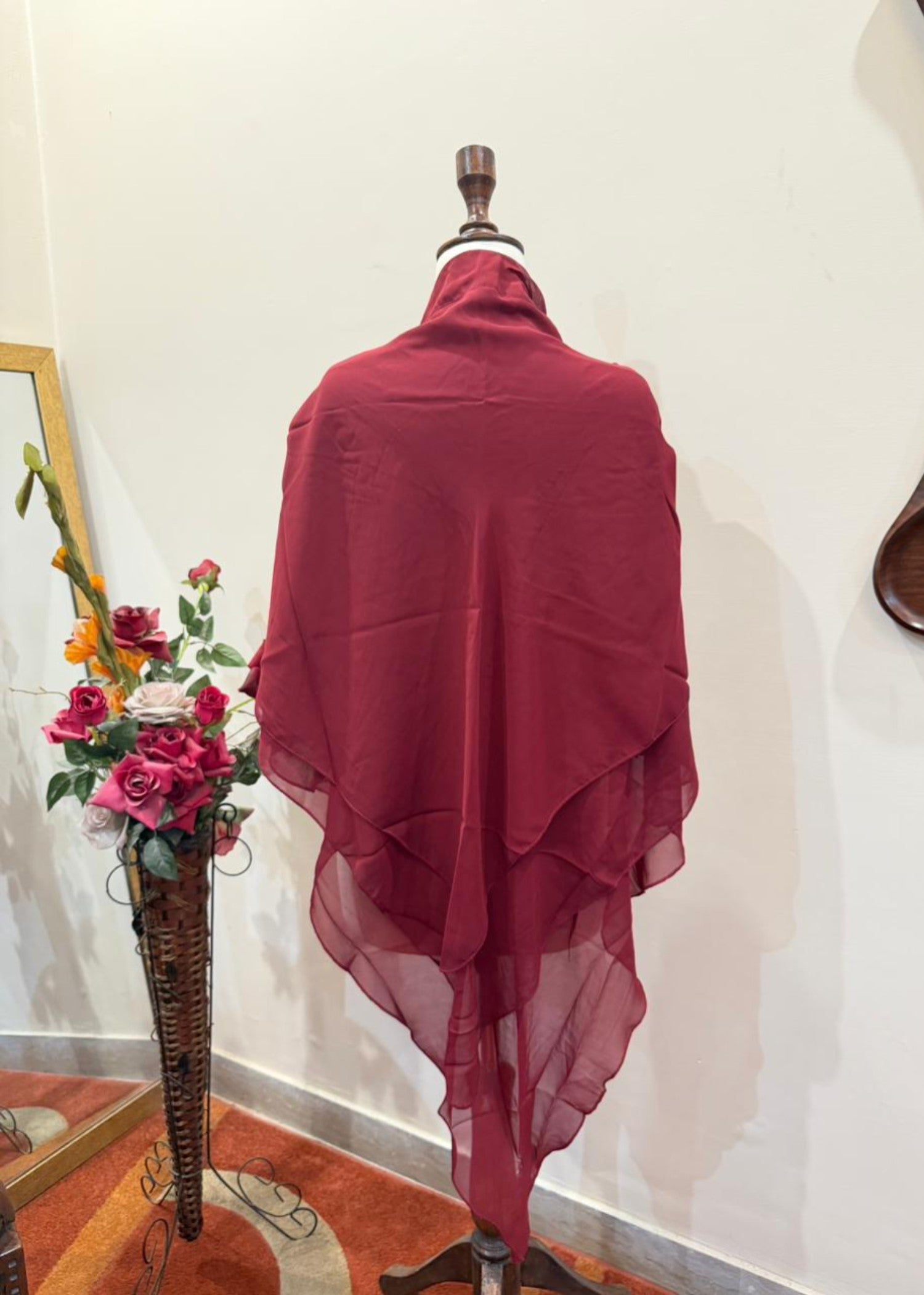 georgette chiffon Jilbab in Cardinal red