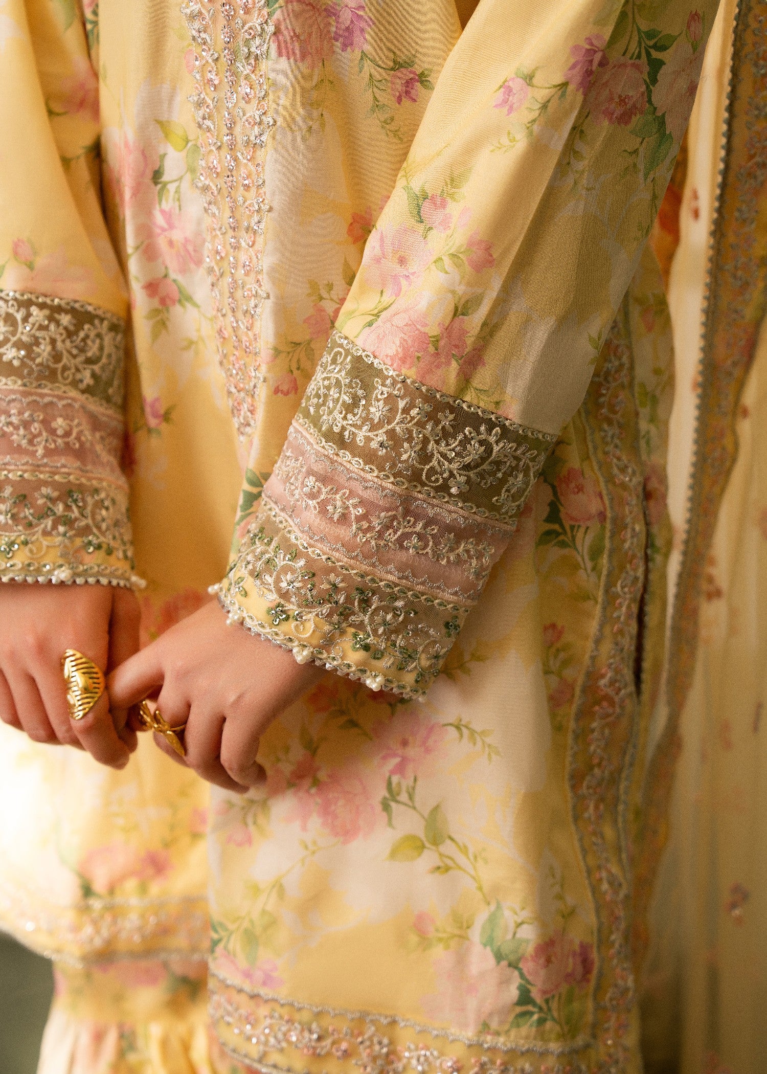 cambric Gharara in Yellow