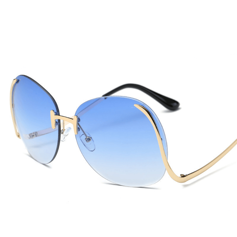 Color Ocean Lens Frameless Bent-Leg Sunglasses