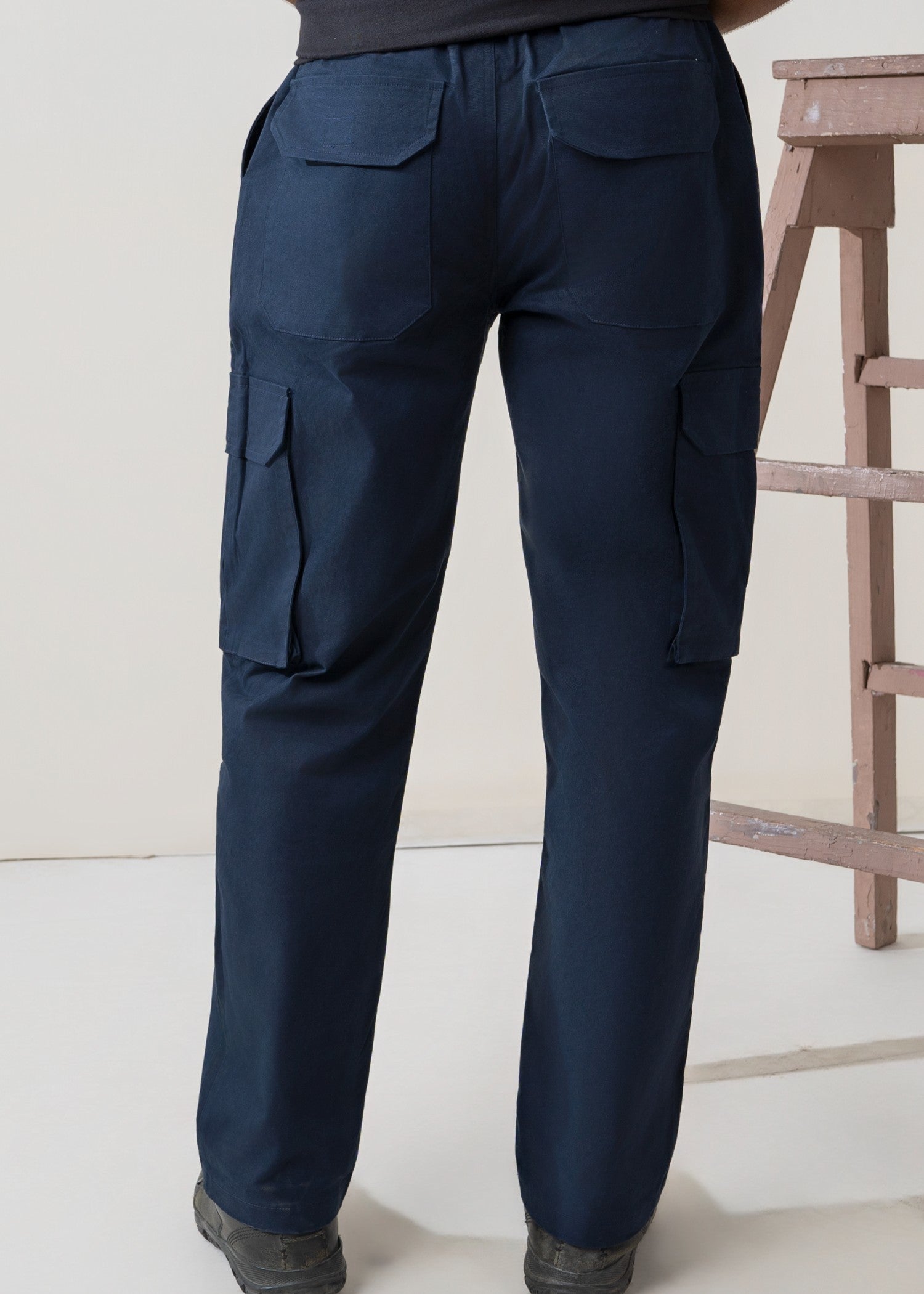 twill cotton Trousers in Navy blue