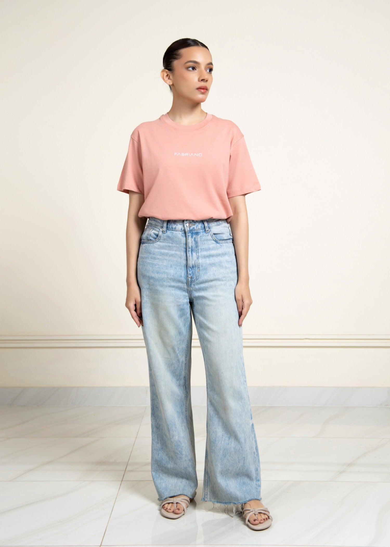 cotton jersey T Shirt in Pink