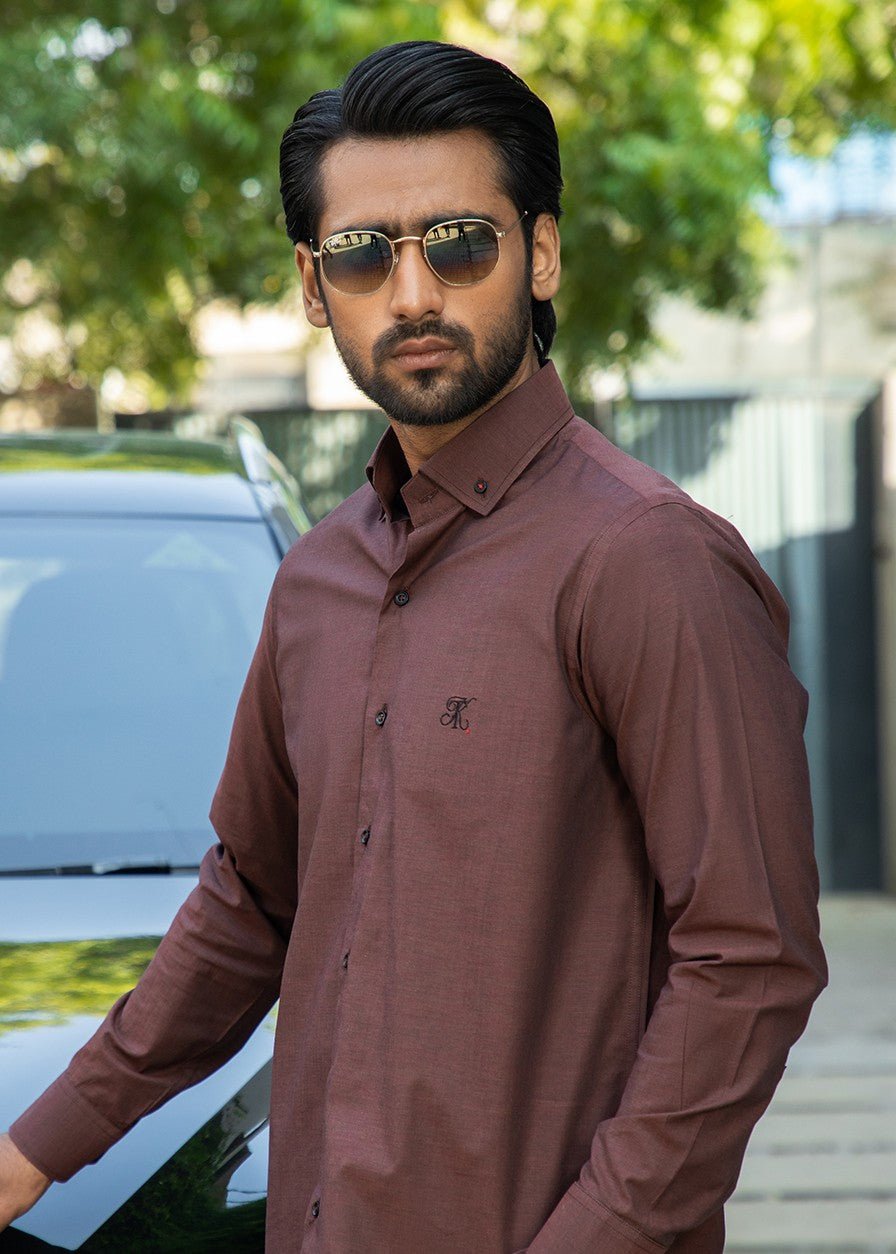 cotton Casual Shirt in Tea rose pink