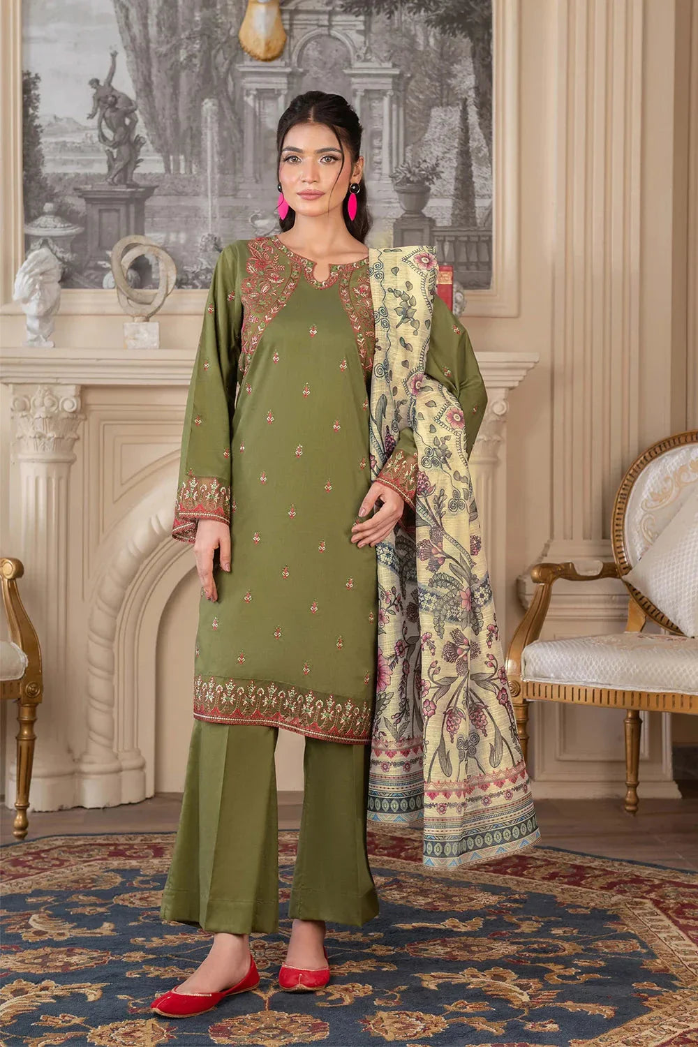 cambric Unstitched in Olive green