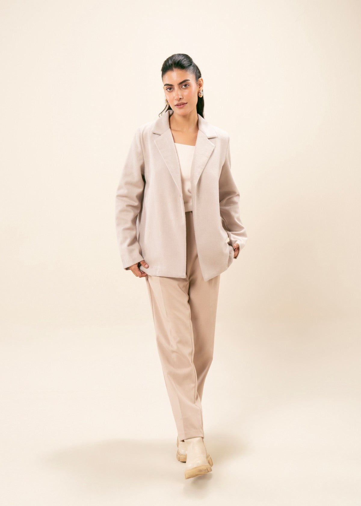 wool Coat in Beige