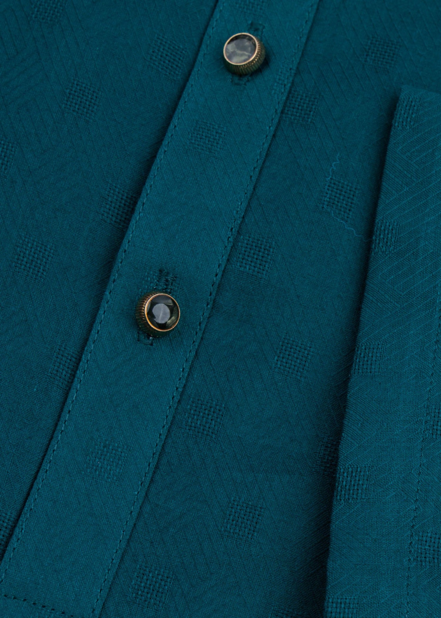 self jacquard Kurta in Teal by Atiq Ur Rehman