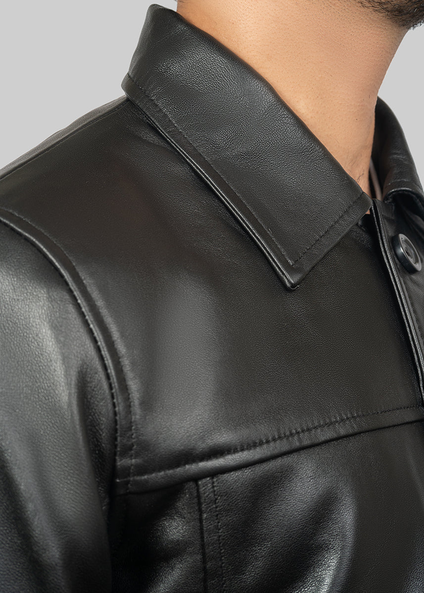 leather Coat in Black