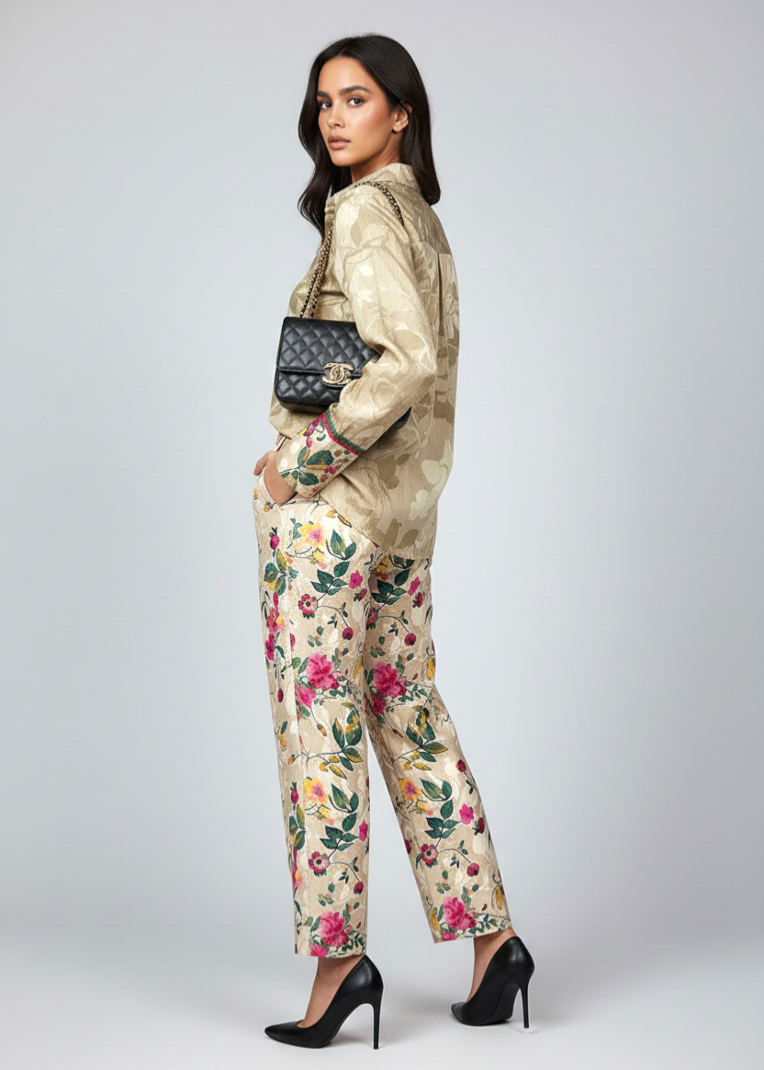 silk Co Ord Sets in Camel brown