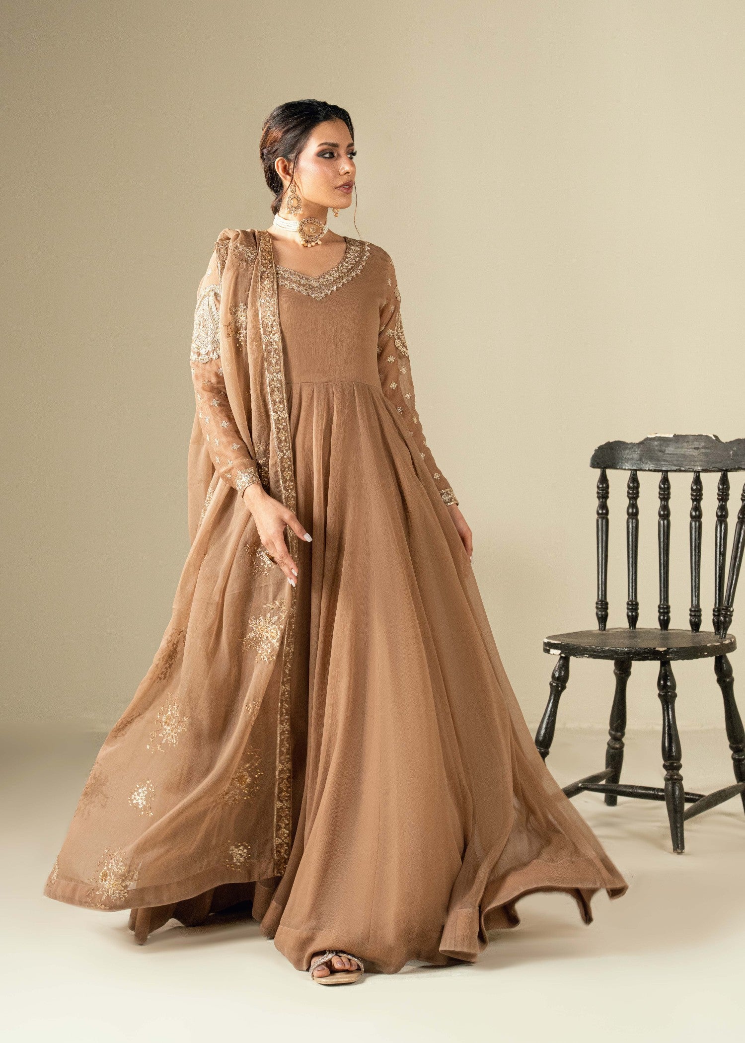chiffon Maxi in Caramel brown