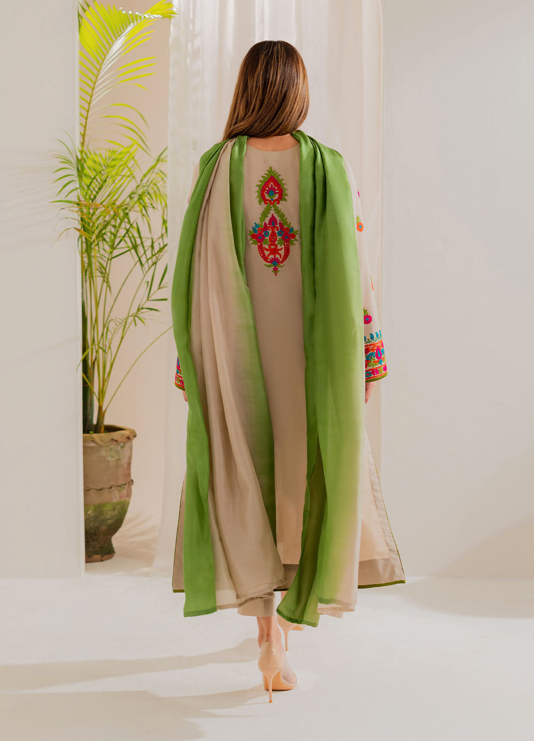 linen Kurta Set in Beige
