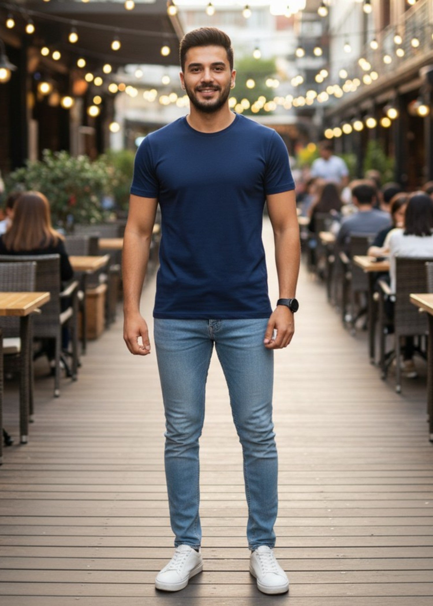 polycotton T Shirt in Navy blue