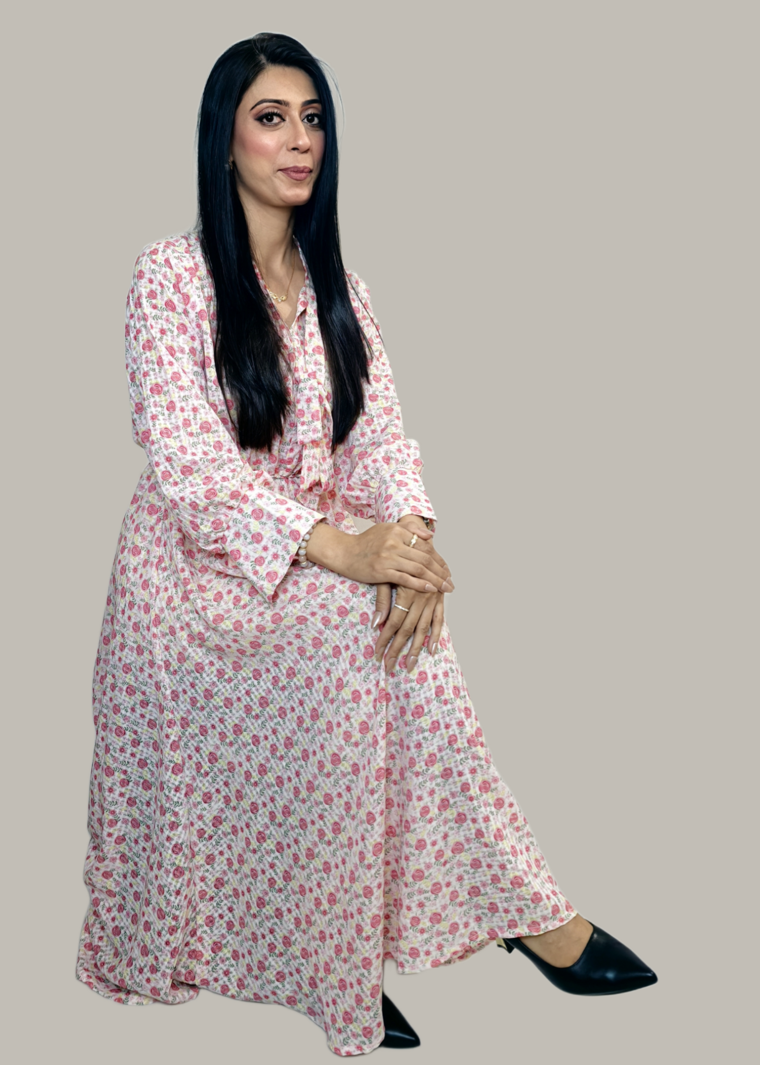 georgette Maxi in Pastel pink