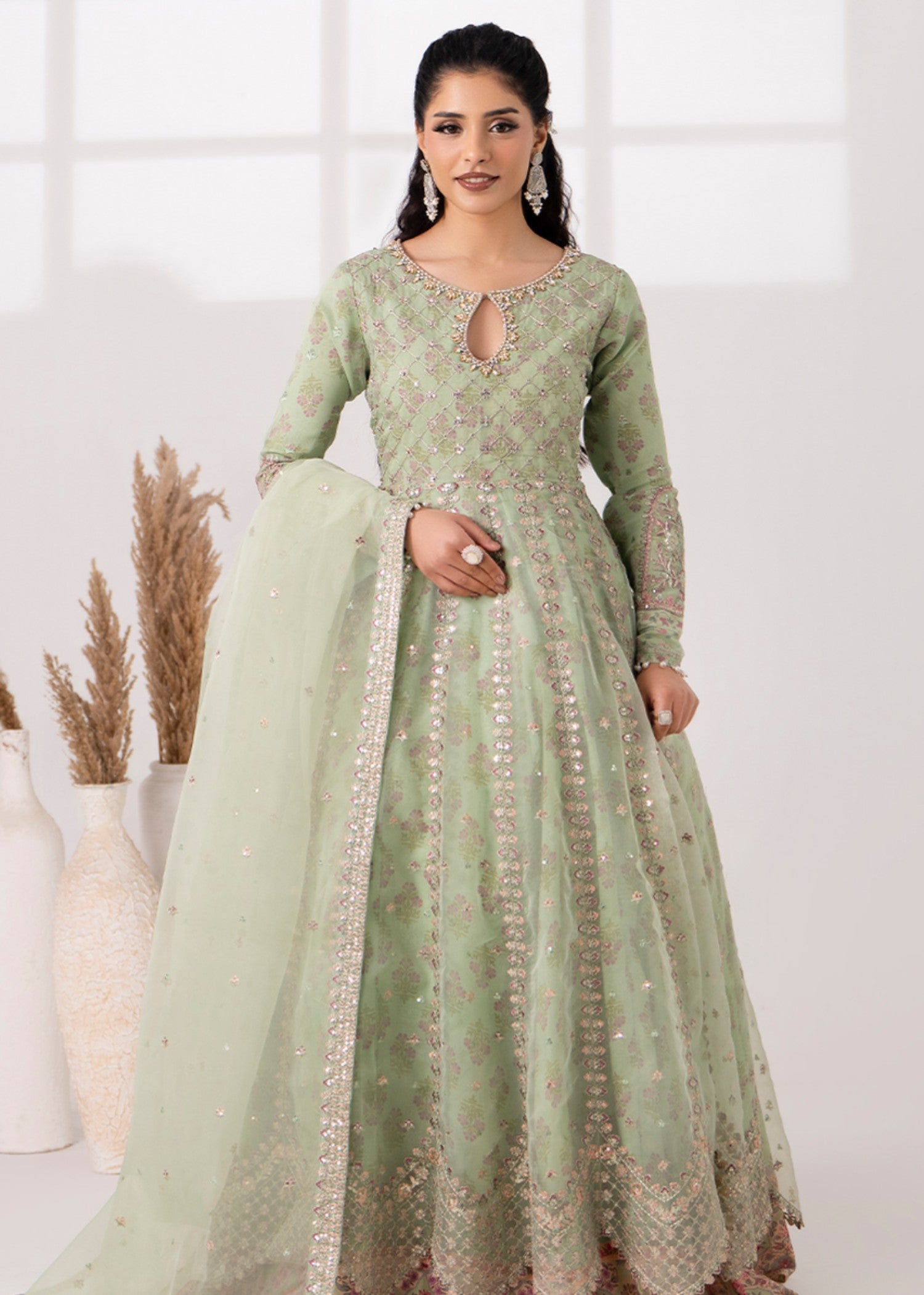 organza Maxi in Pistachio green