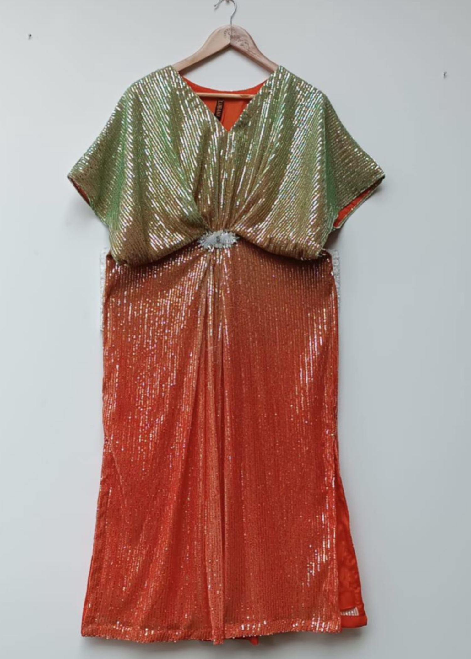 net Kaftan in Orange, olive green
