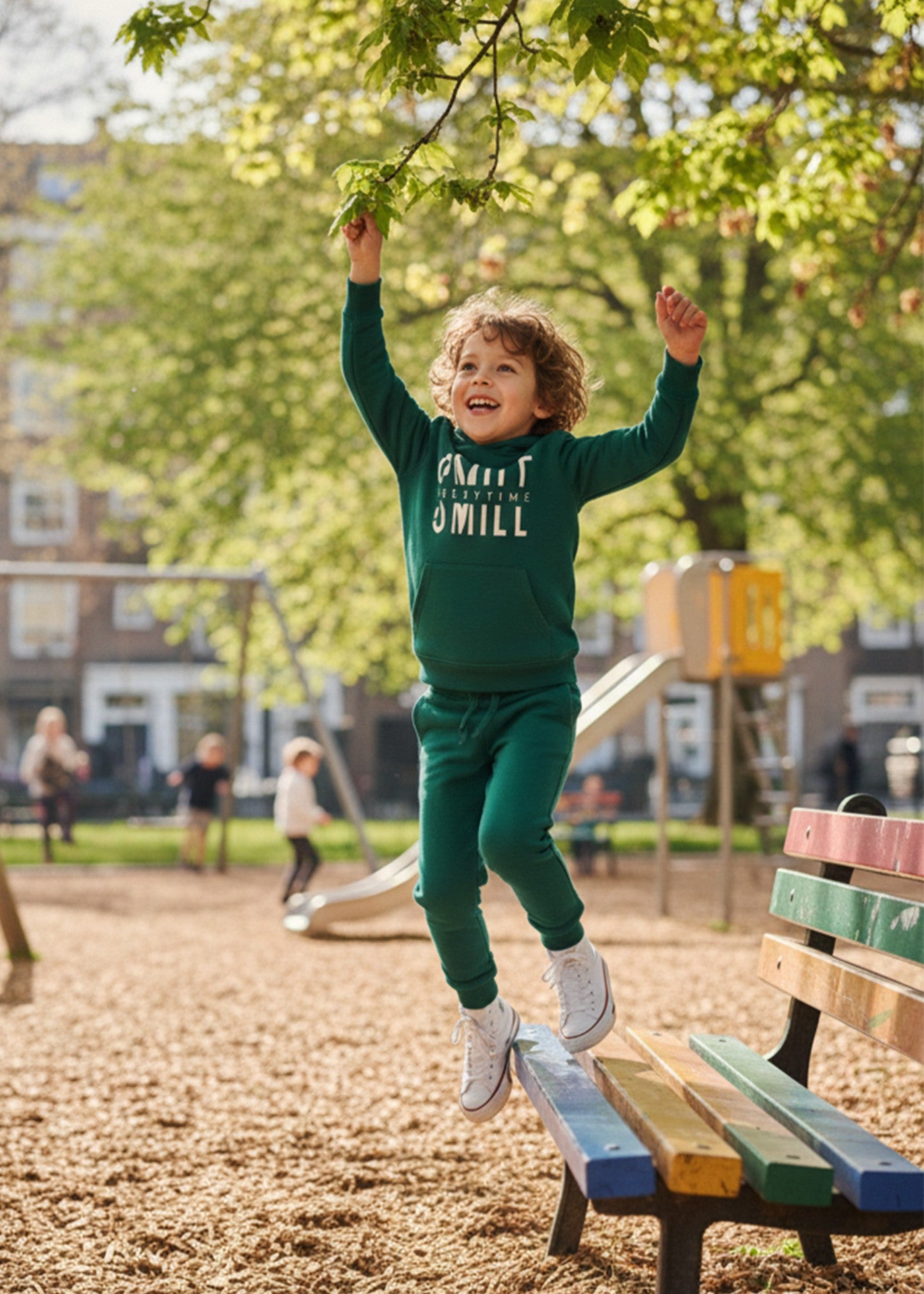 polyester Hoodie in Green