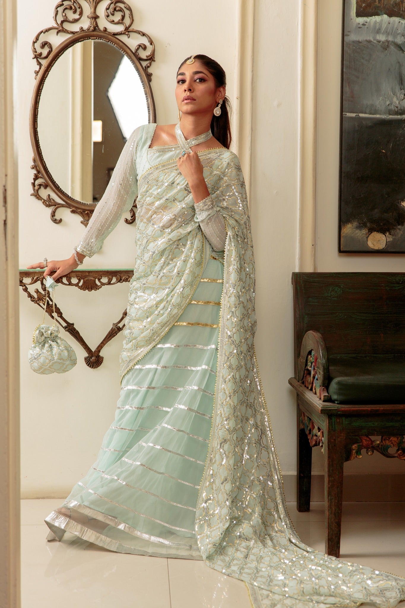 chiffon Saree in Blue