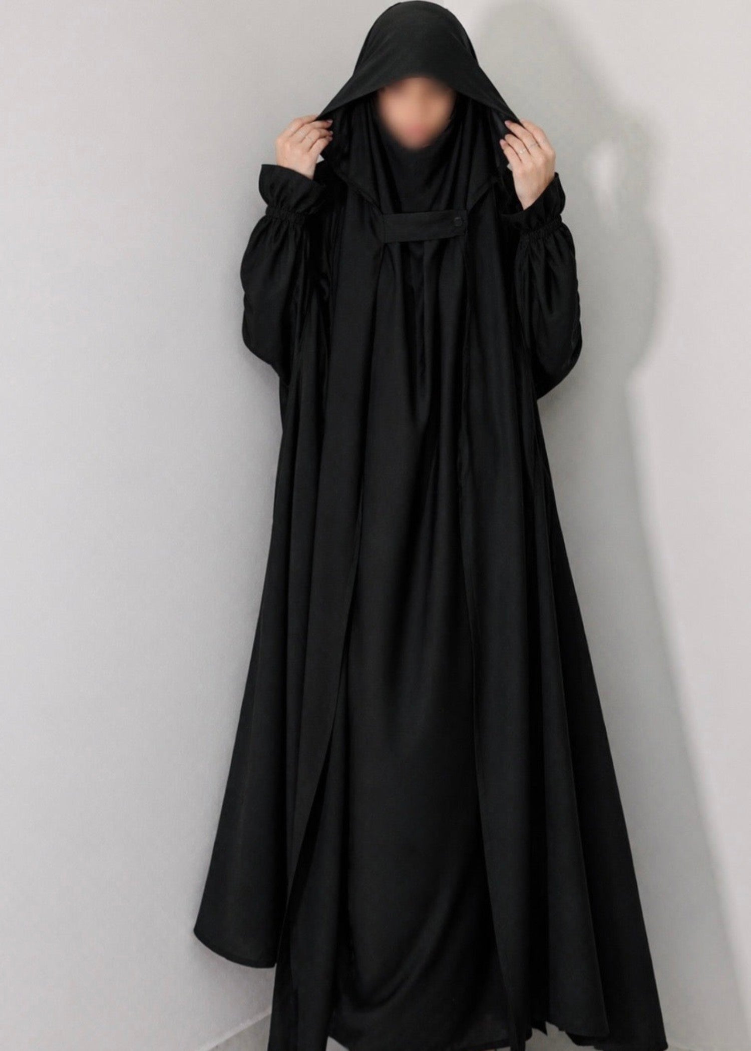 interlock knit Jilbab in Black