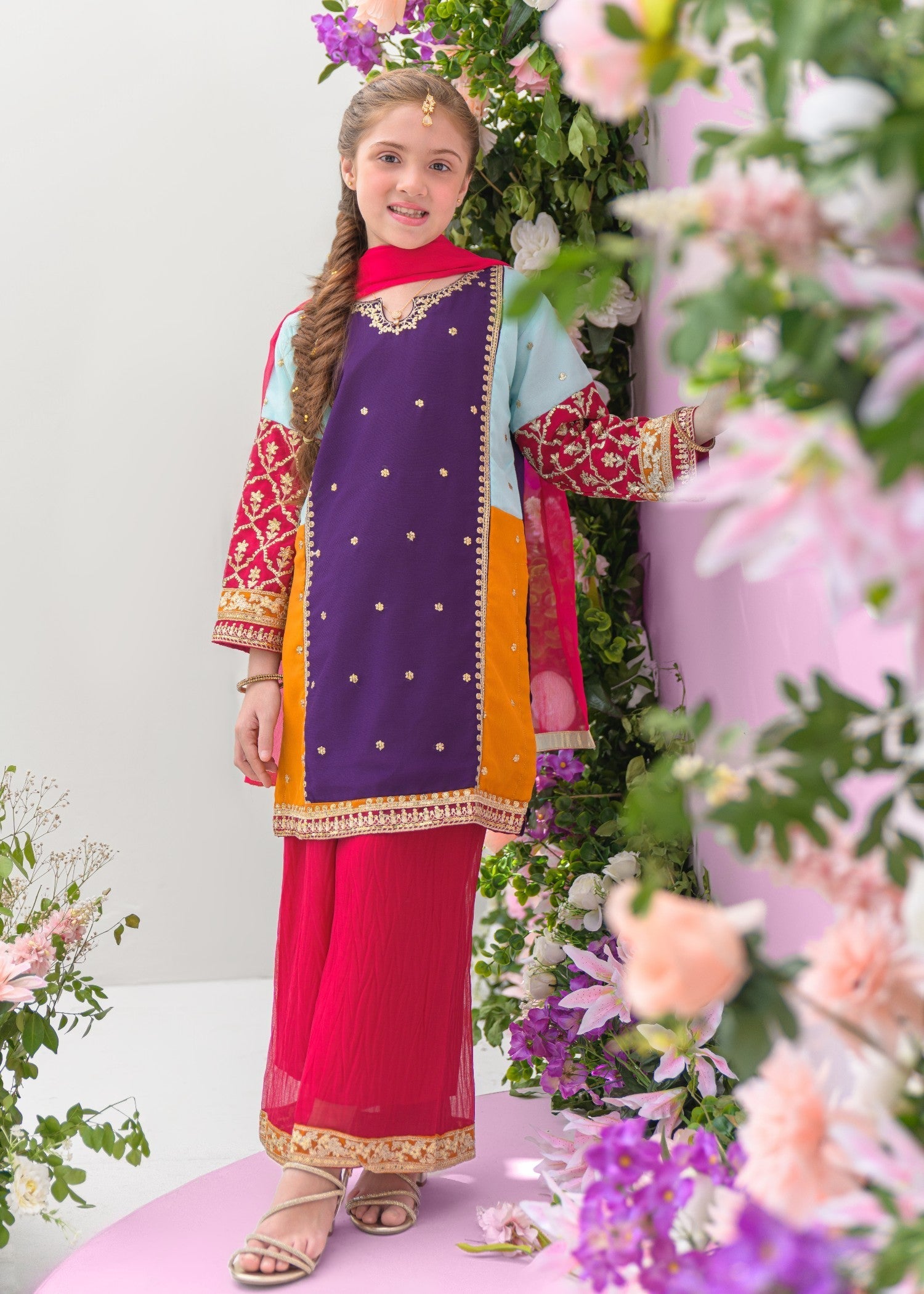 chiffon Kurta Set in Multi
