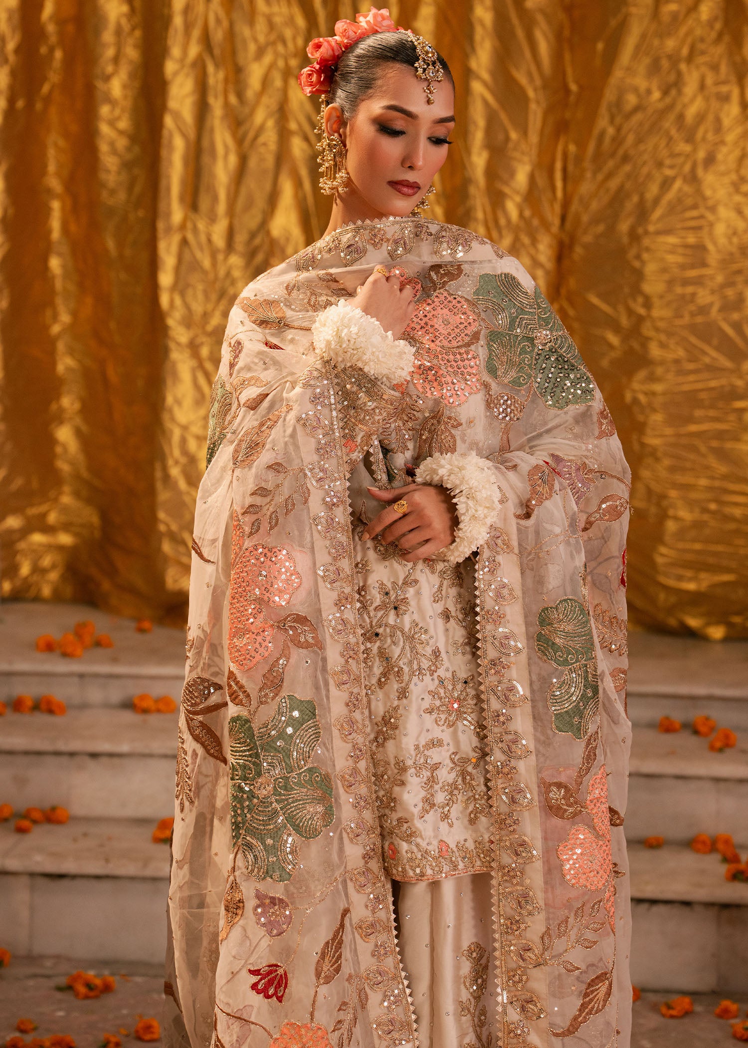 charmuse/shamooz Sharara in Ivory